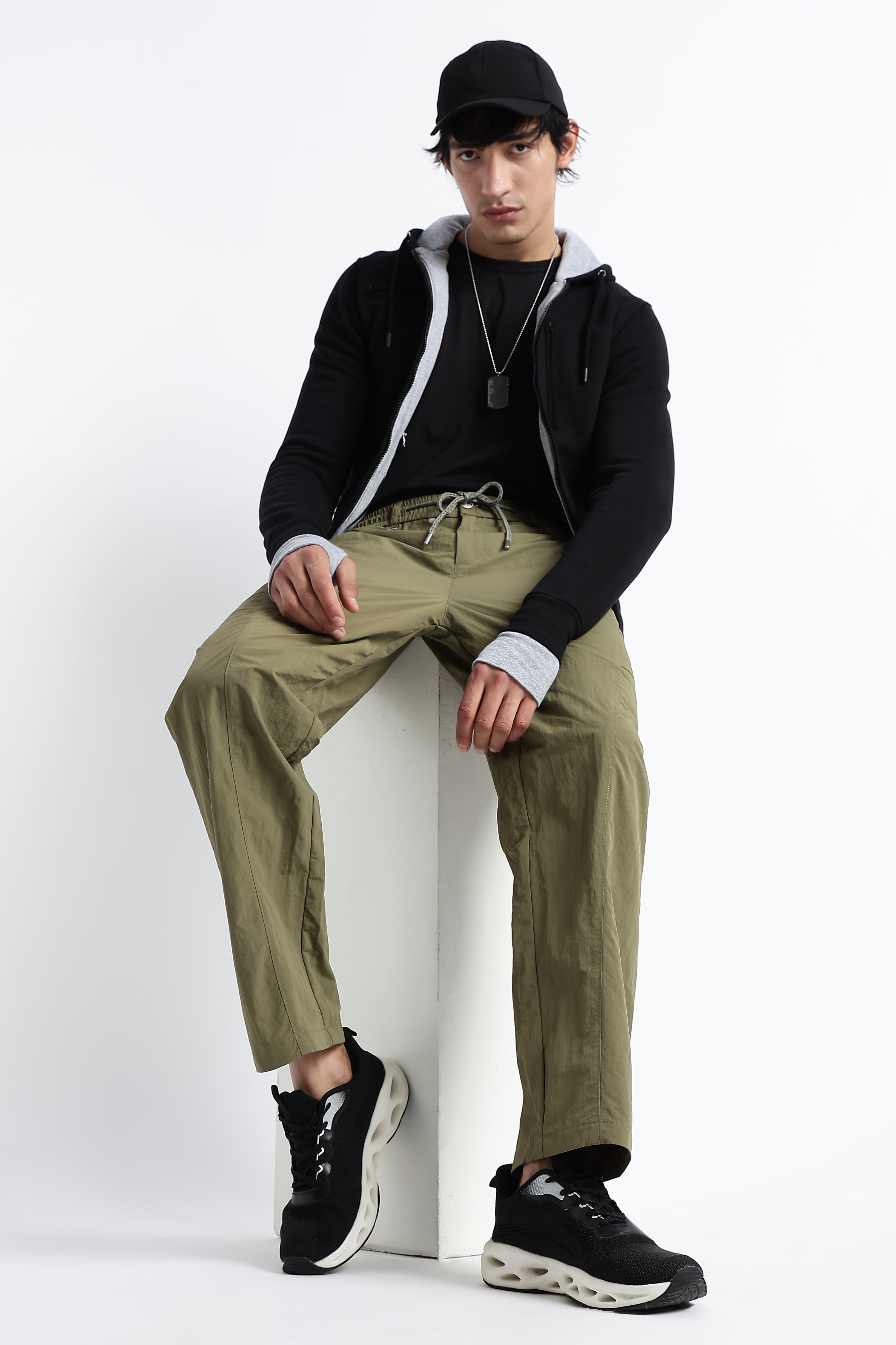 Men Streetwear Utility Drawcord Bottoms