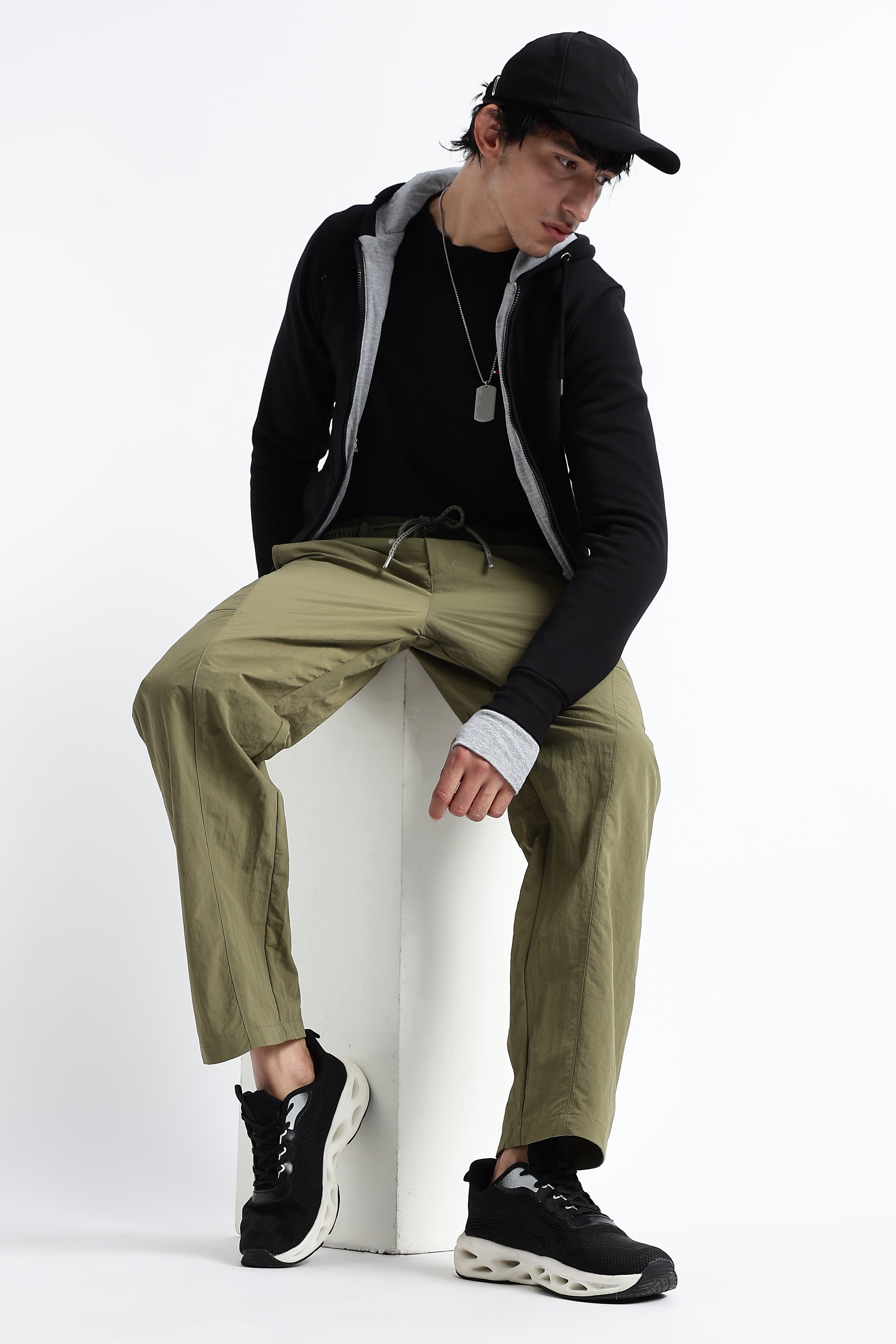 Men Streetwear Utility Drawcord Bottoms