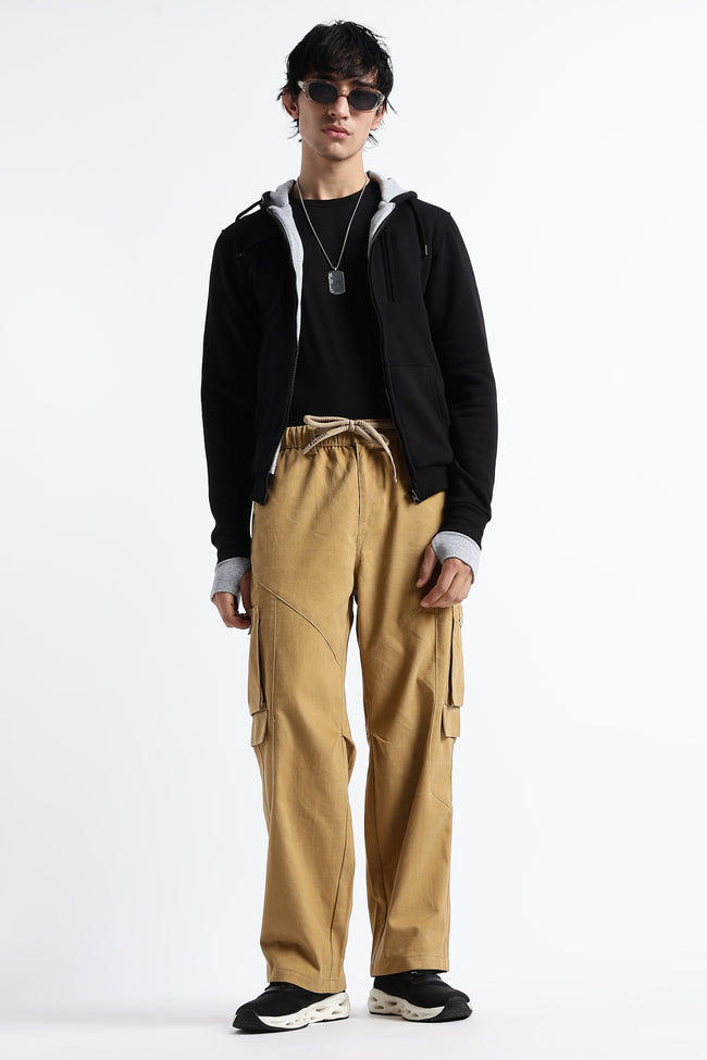 Men Drawstring Cargo Trousers