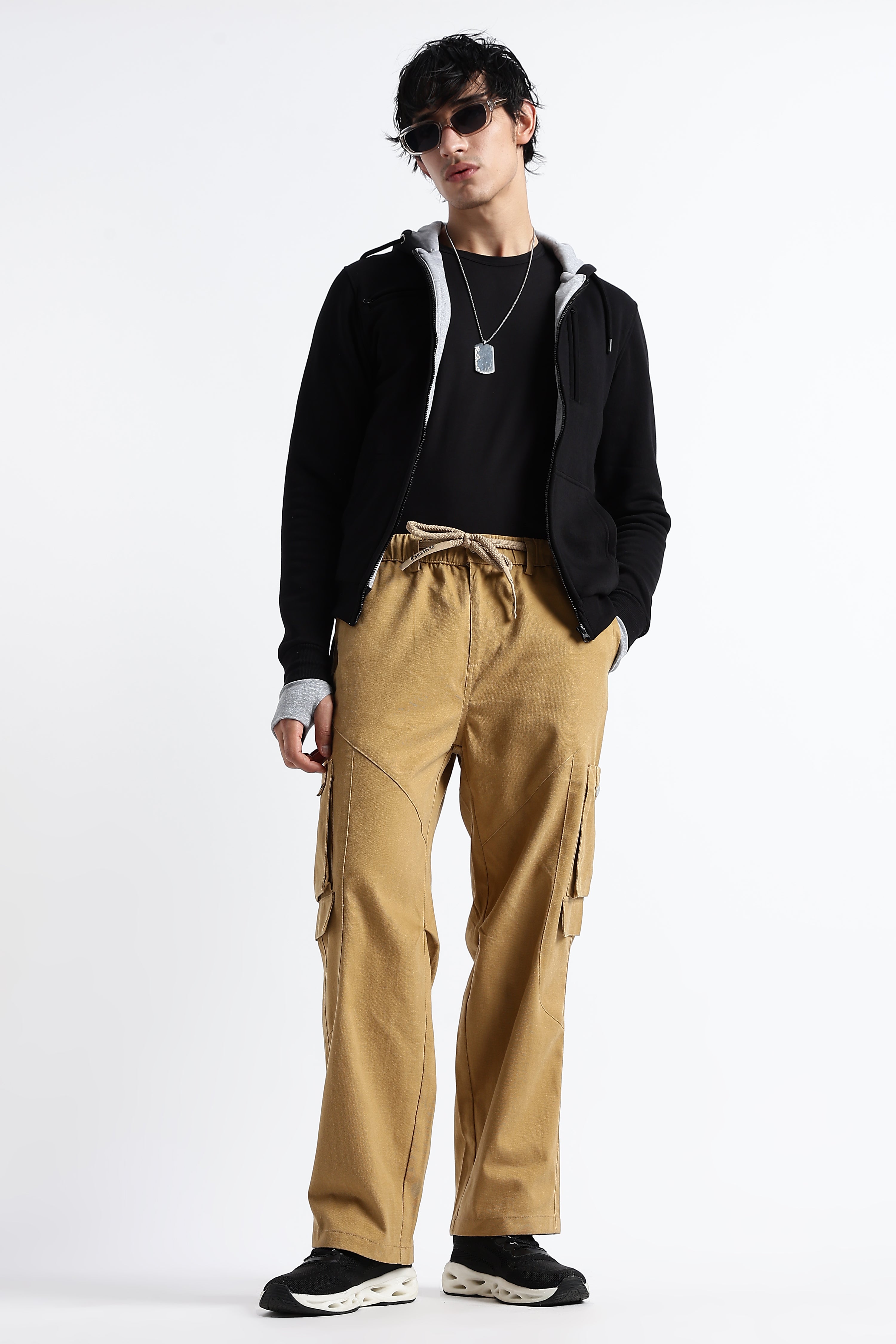 Men Drawstring Cargo Trousers