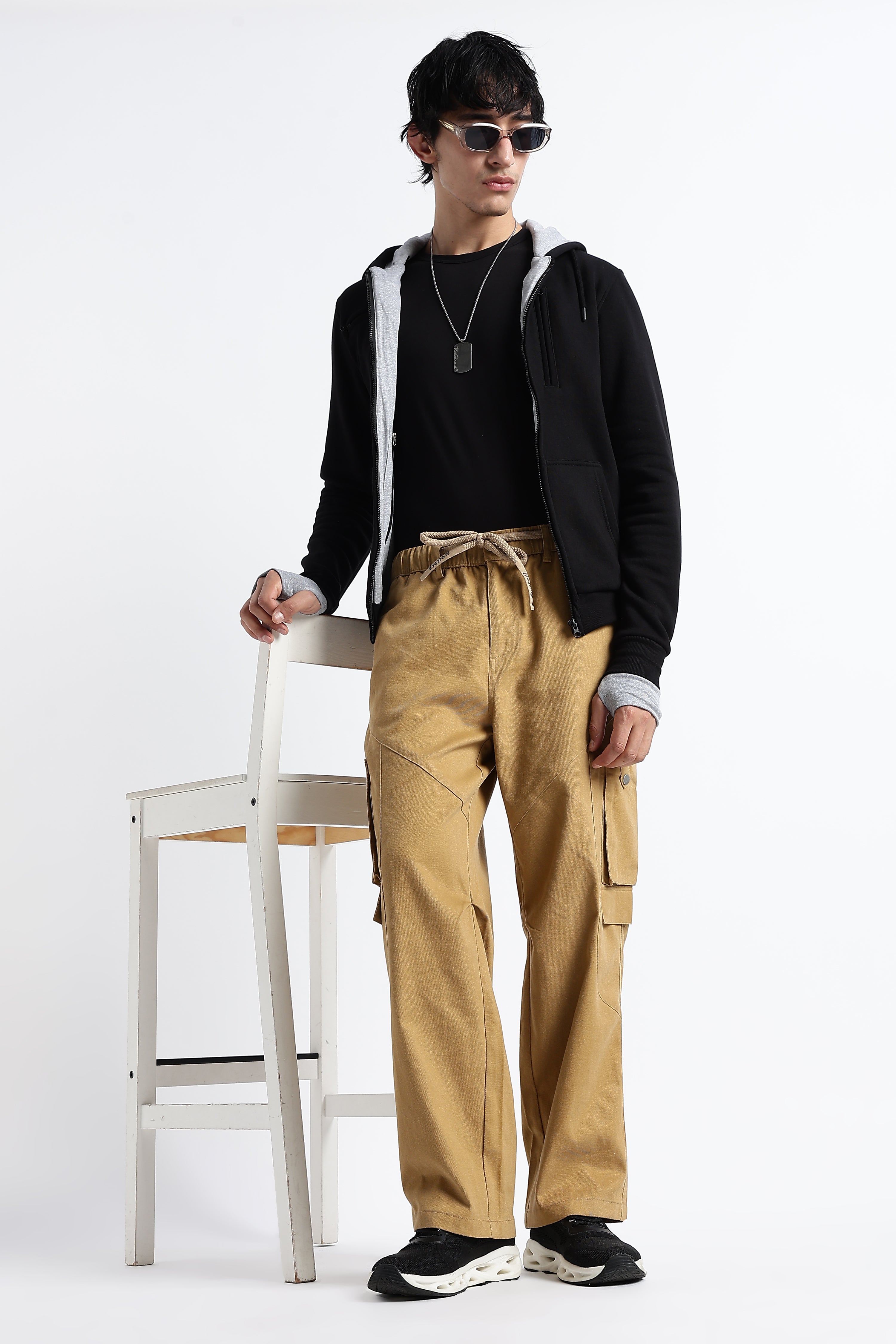 Men Drawstring Cargo Trousers