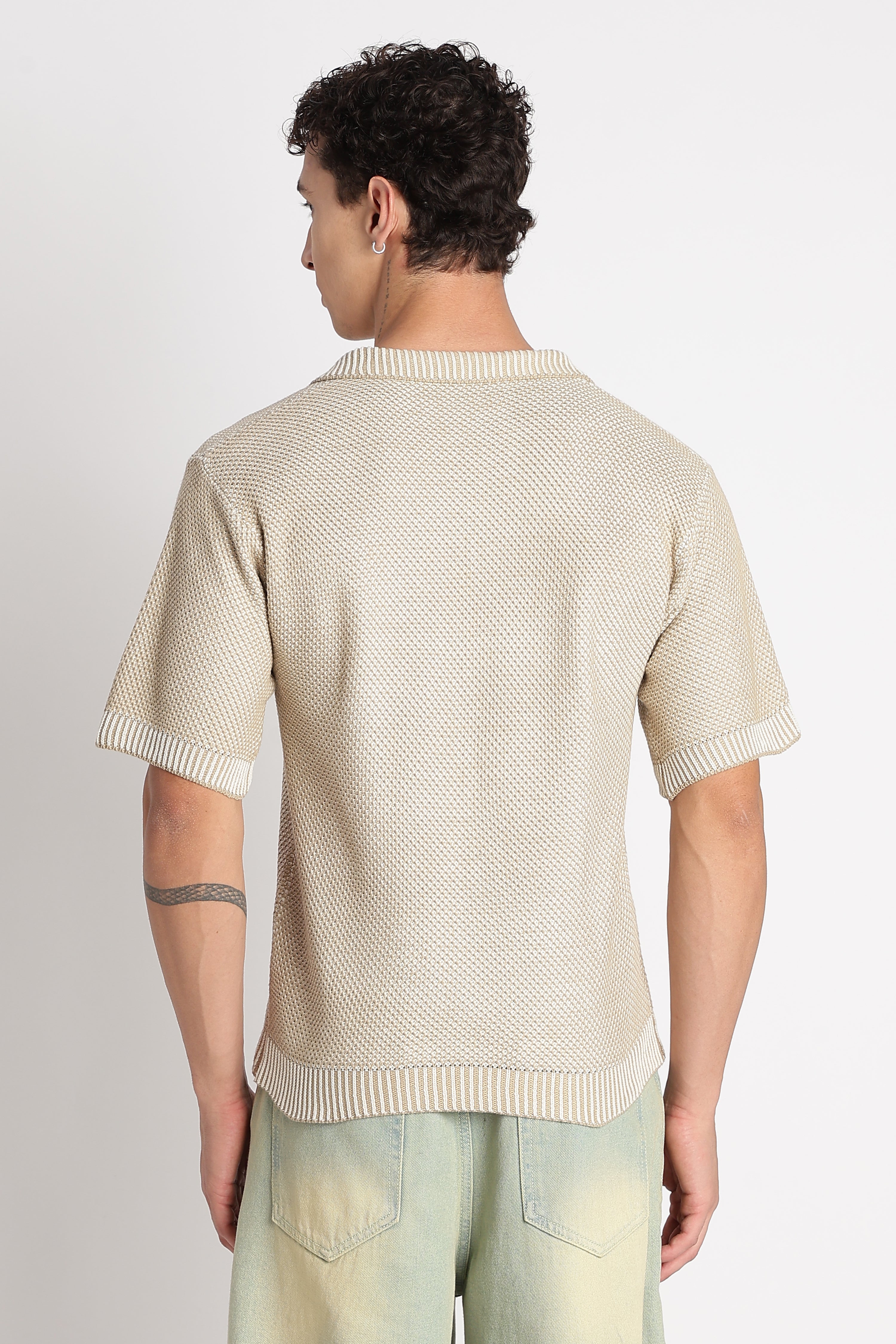 Men Modern Loose Fit with Ribbed Finish T-Shirt