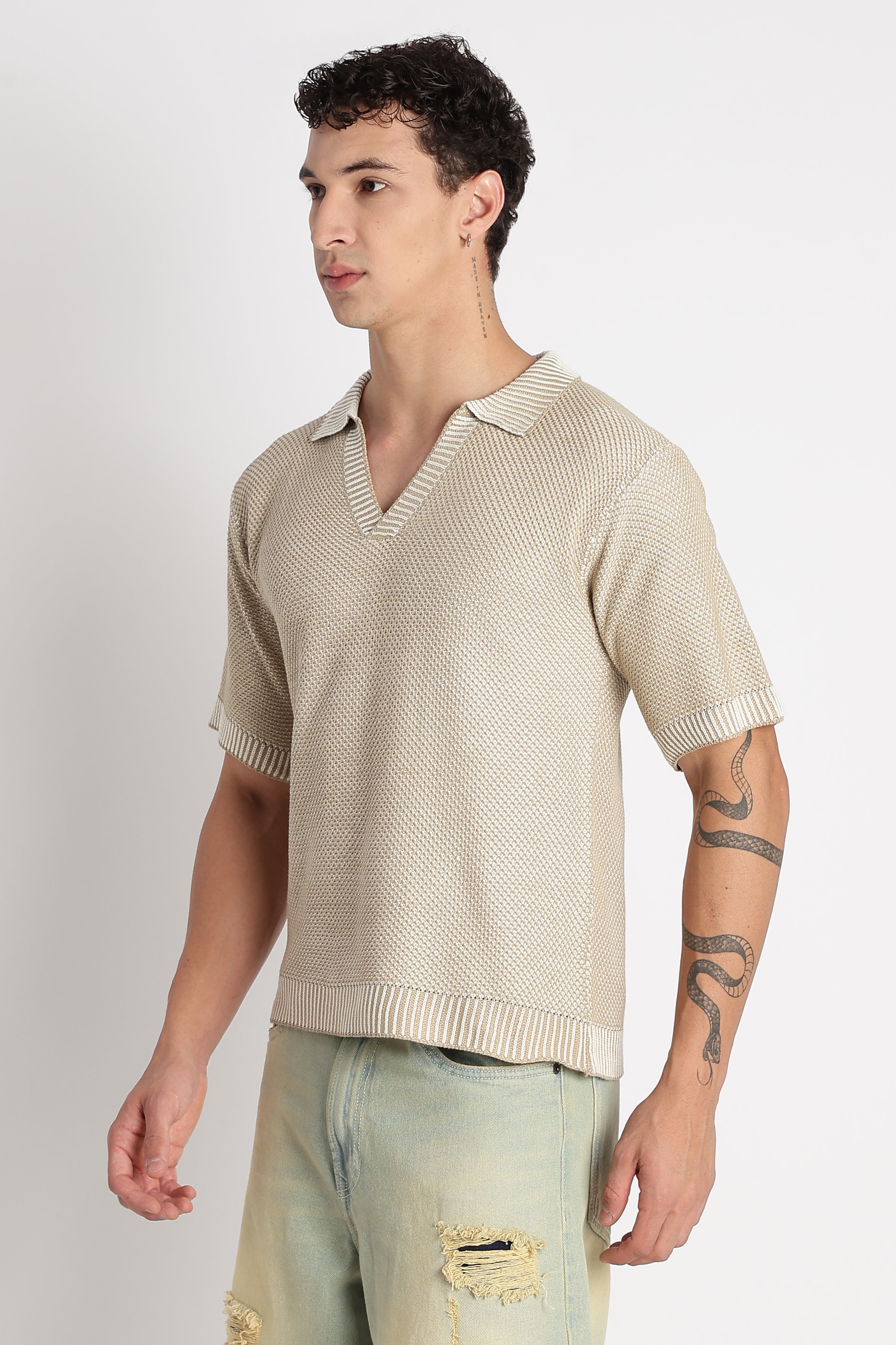 Men Modern Loose Fit with Ribbed Finish T-Shirt