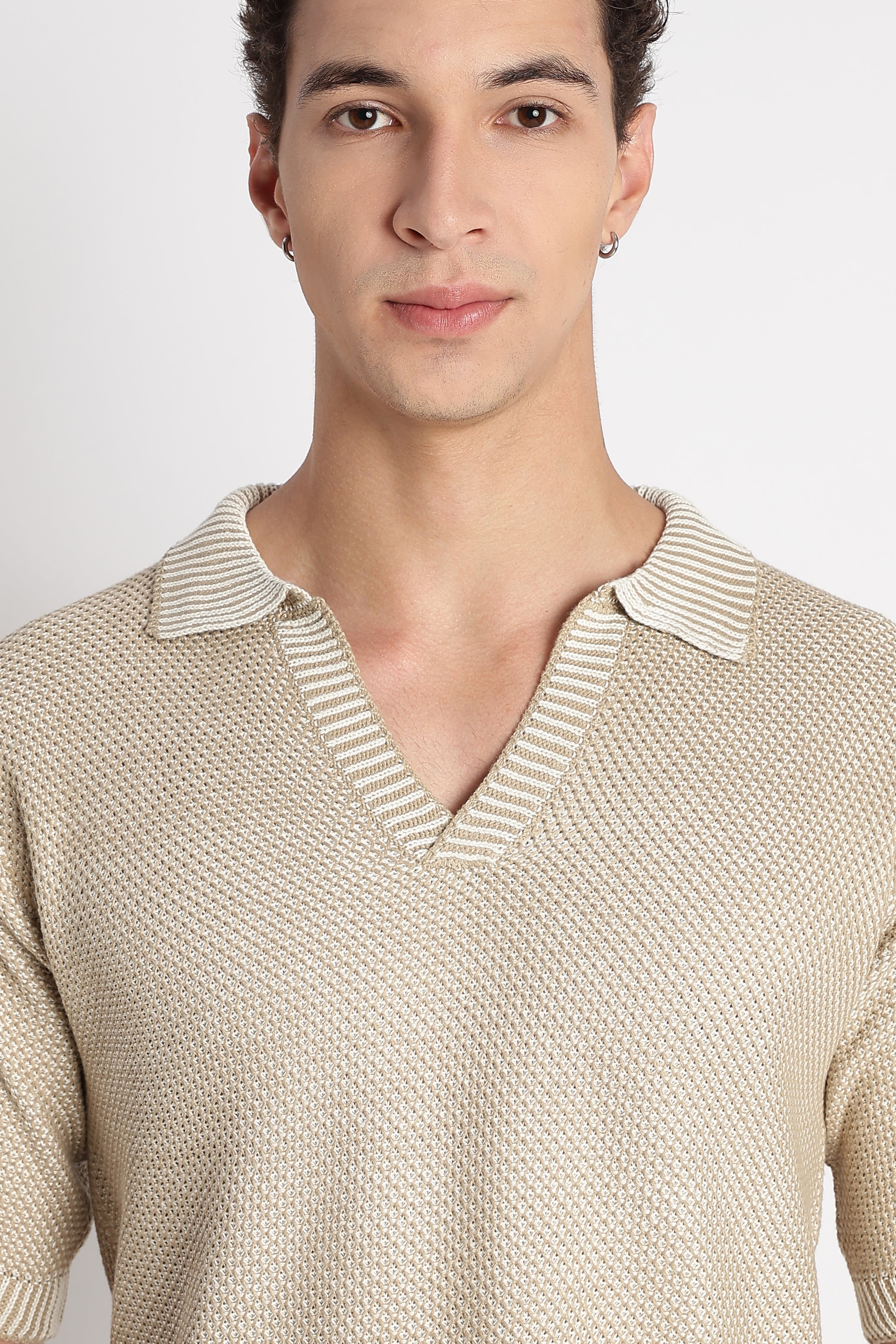 Men Modern Loose Fit with Ribbed Finish T-Shirt
