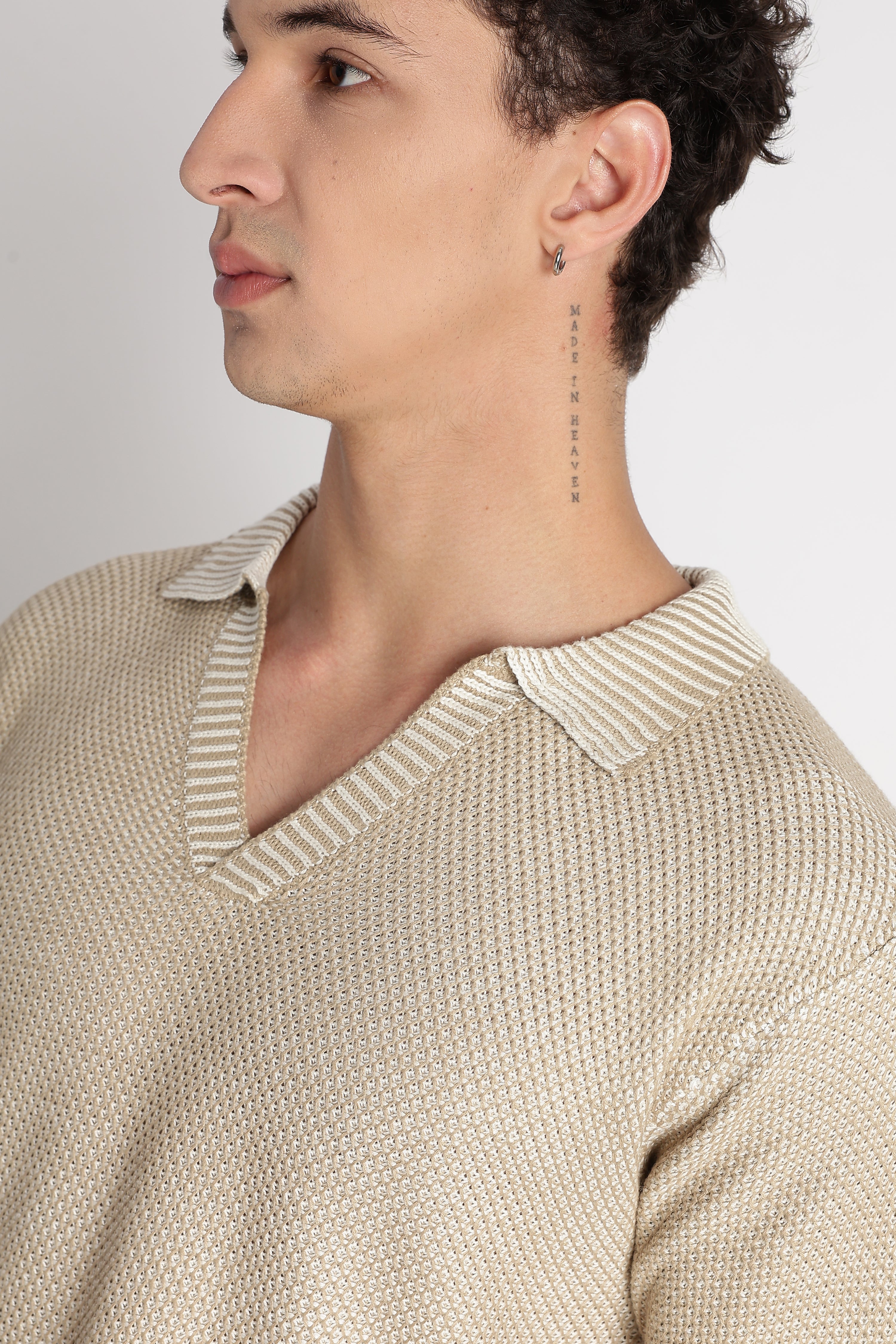 Men Modern Loose Fit with Ribbed Finish T-Shirt