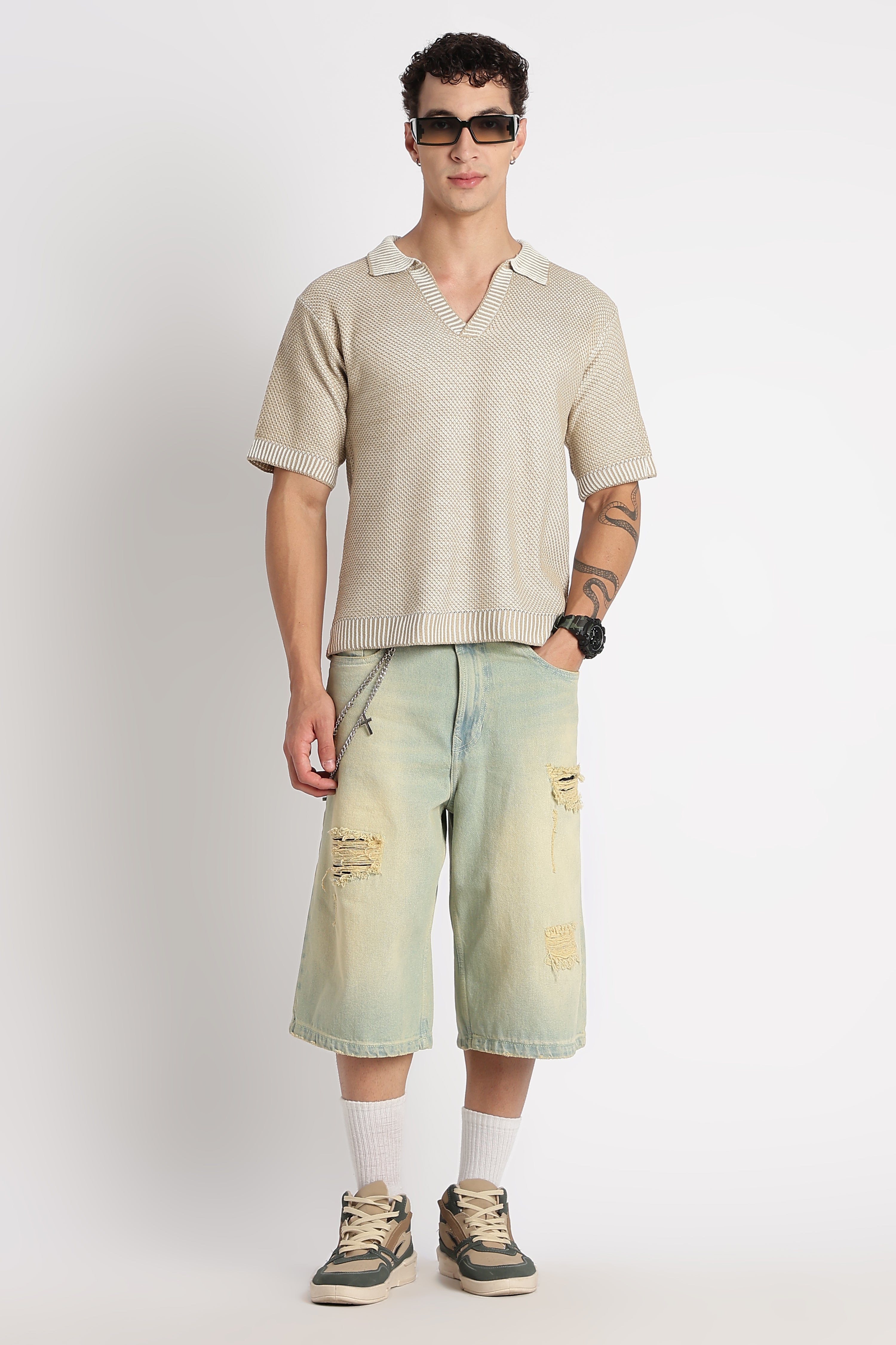 Men Modern Loose Fit with Ribbed Finish T-Shirt