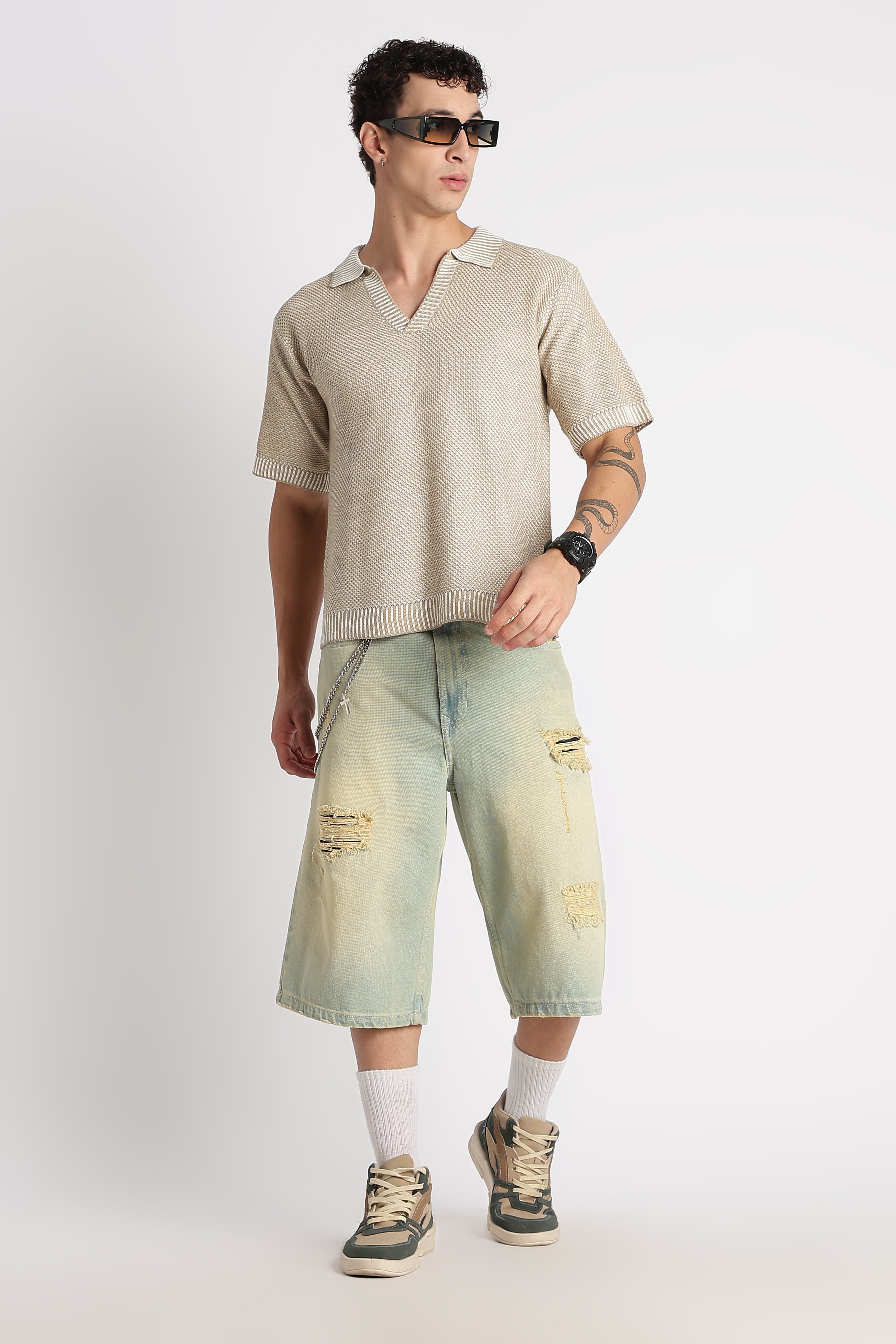 Men Modern Loose Fit with Ribbed Finish T-Shirt