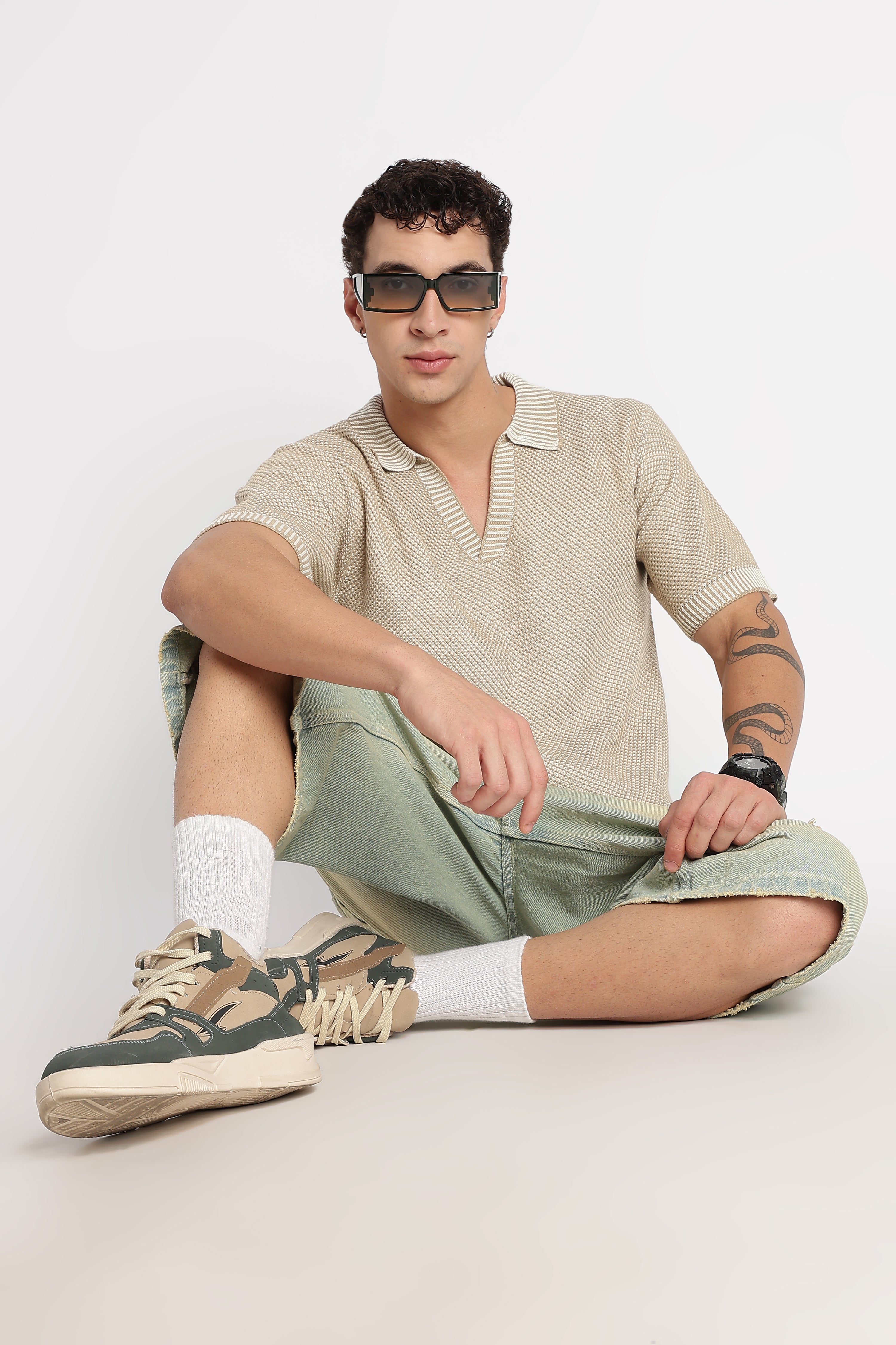 Men Modern Loose Fit with Ribbed Finish T-Shirt