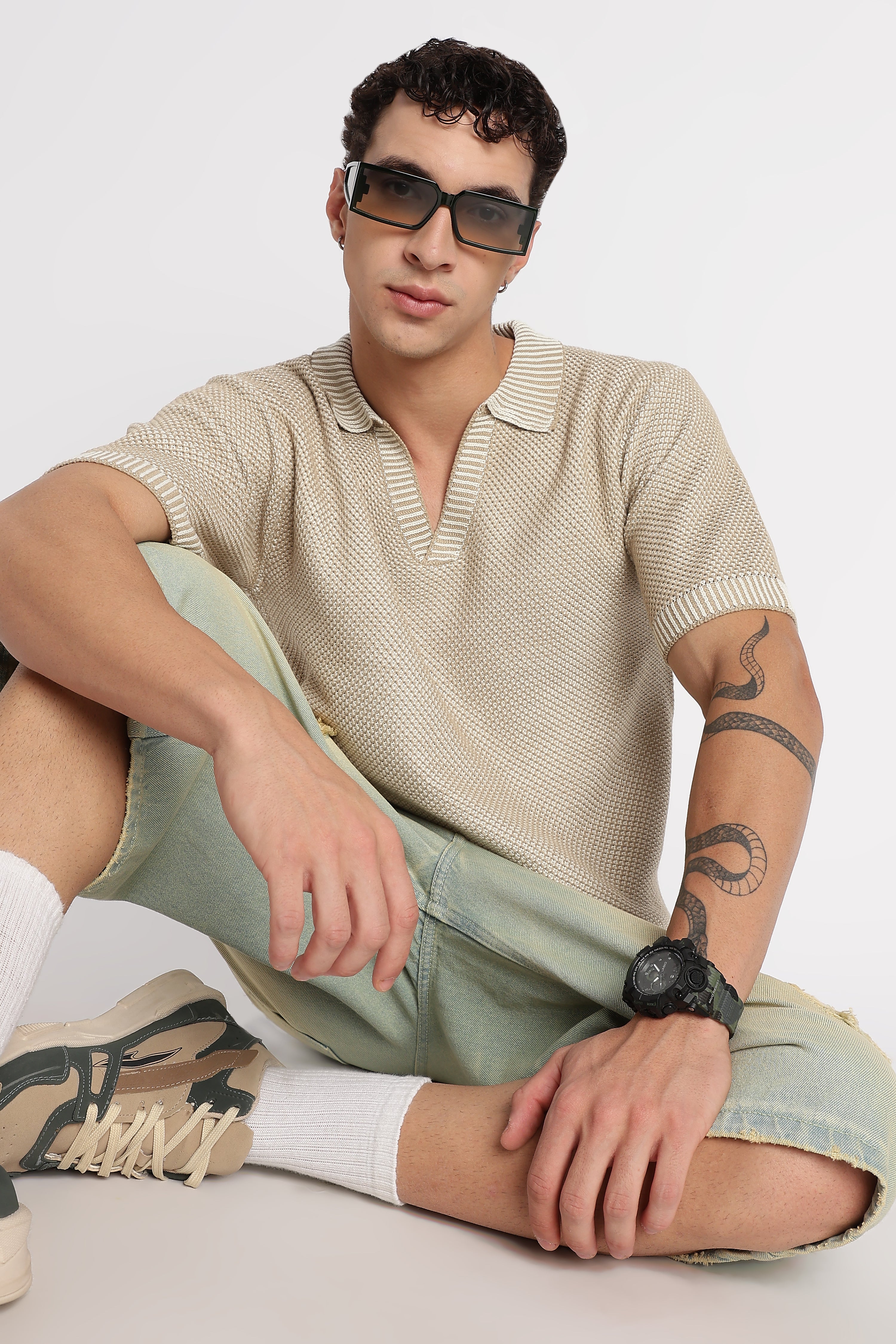 Men Modern Loose Fit with Ribbed Finish T-Shirt