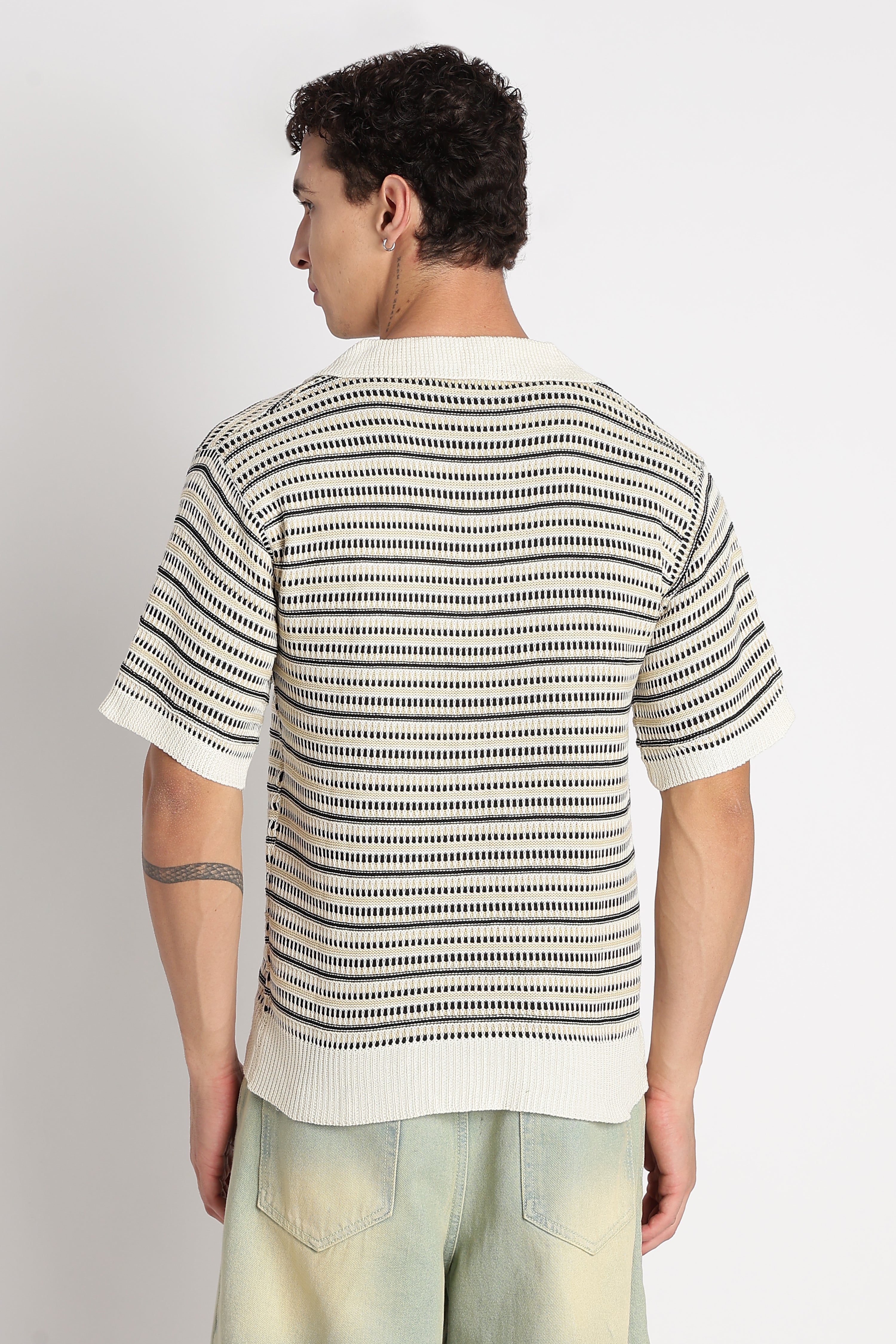Men Stylish Striped Knit T-Shirt