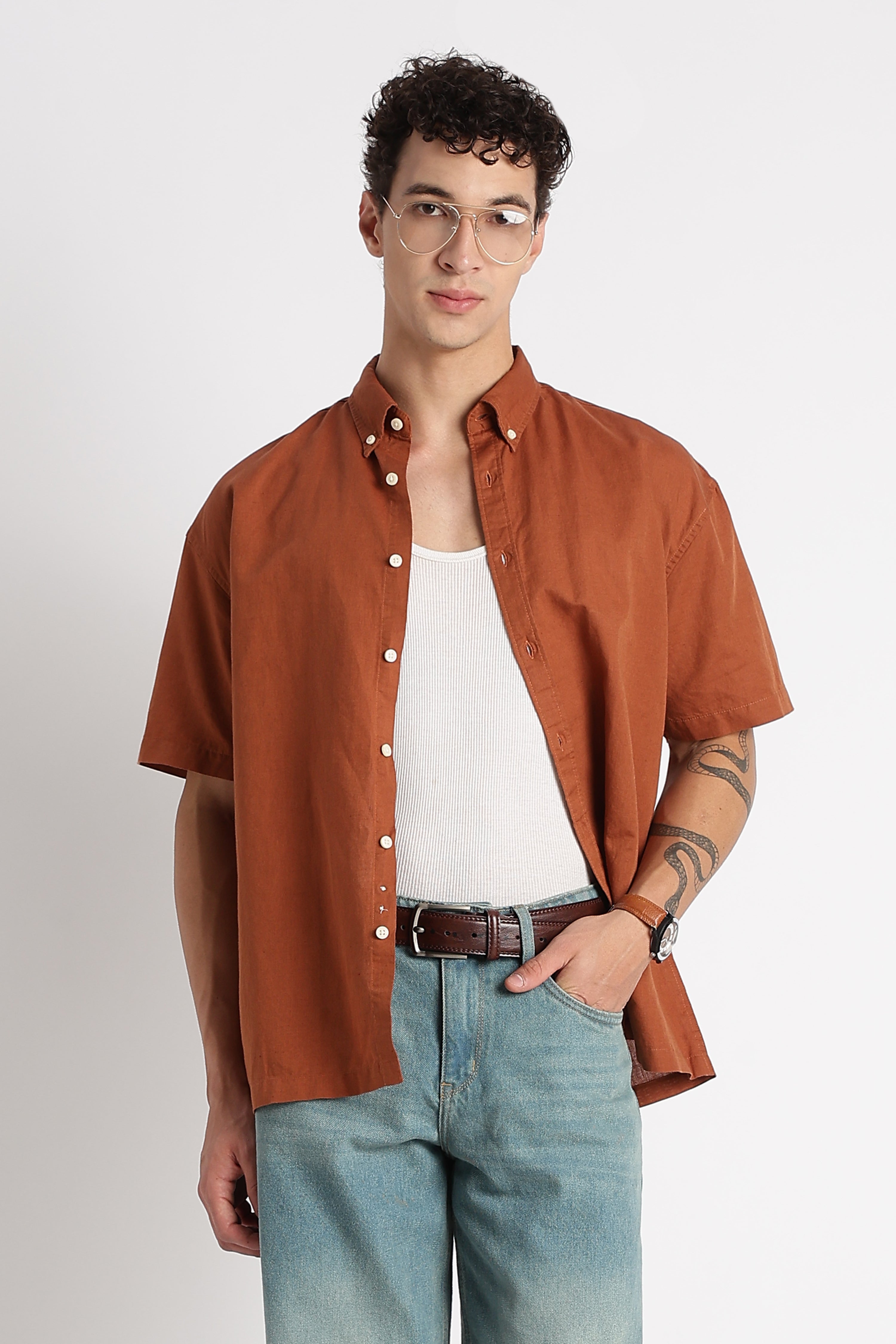 Men Breathable Cotton Linen Shirt