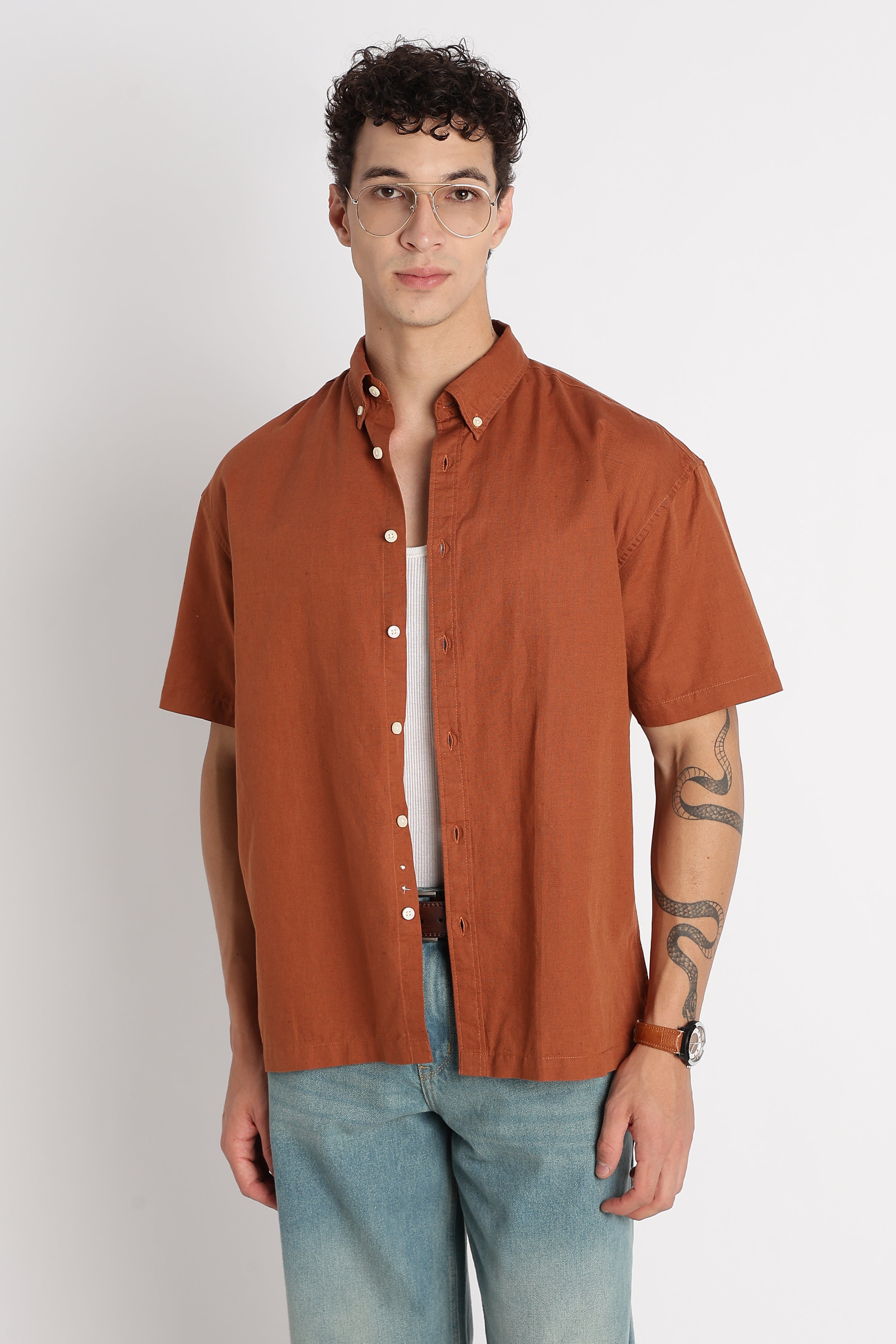 Men Breathable Cotton Linen Shirt