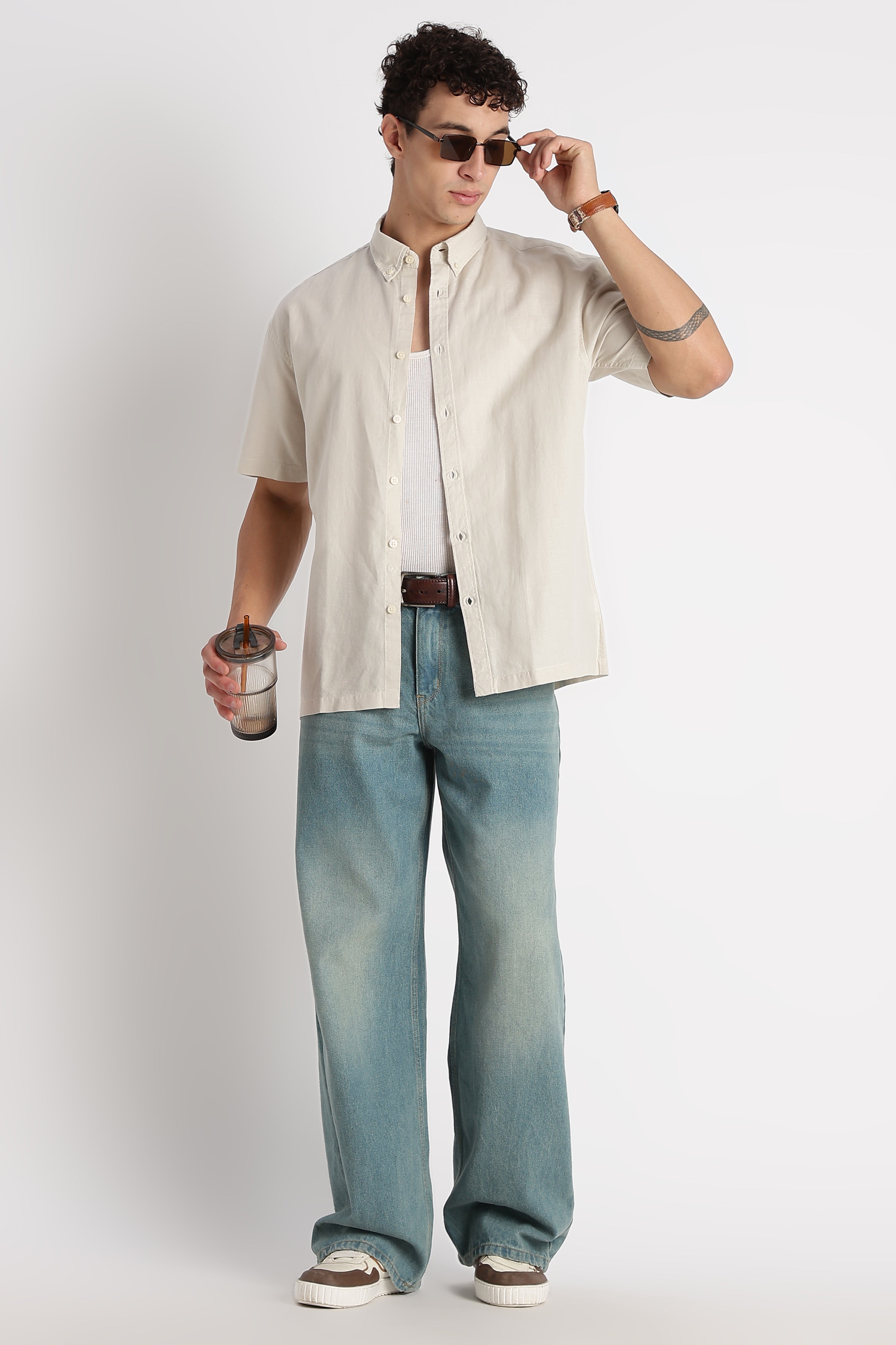 Men Breathable Cotton Linen Shirt