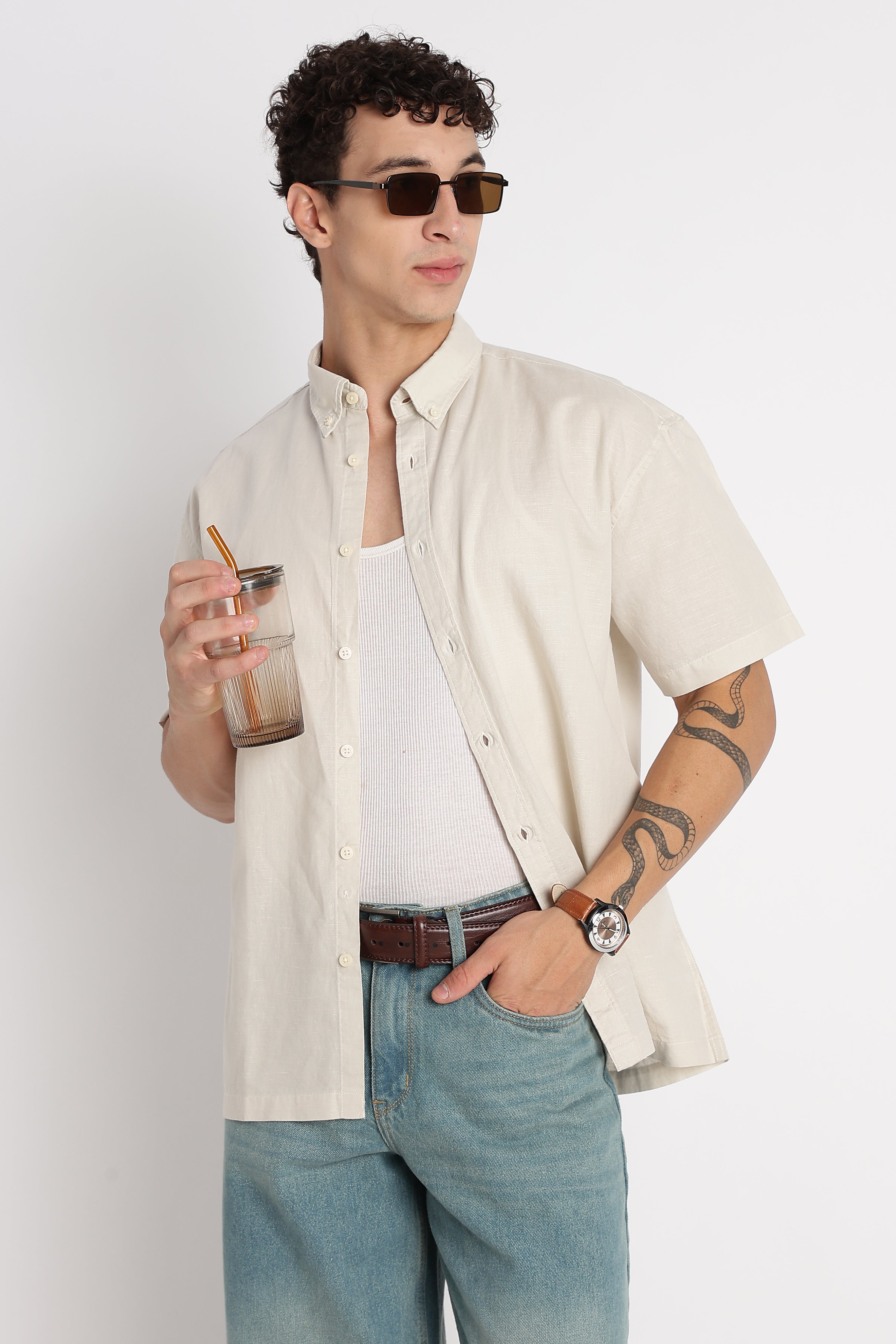 Men Breathable Cotton Linen Shirt