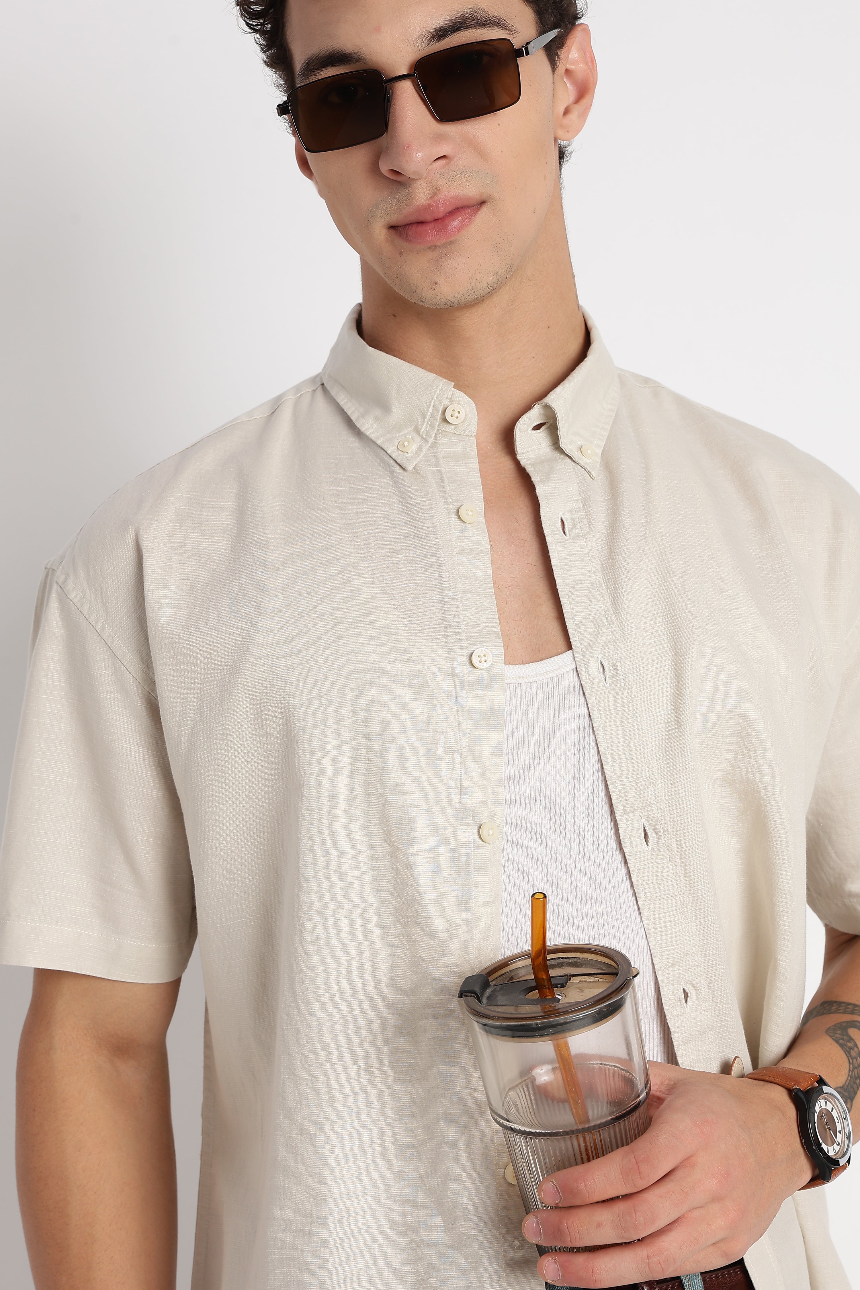 Men Breathable Cotton Linen Shirt