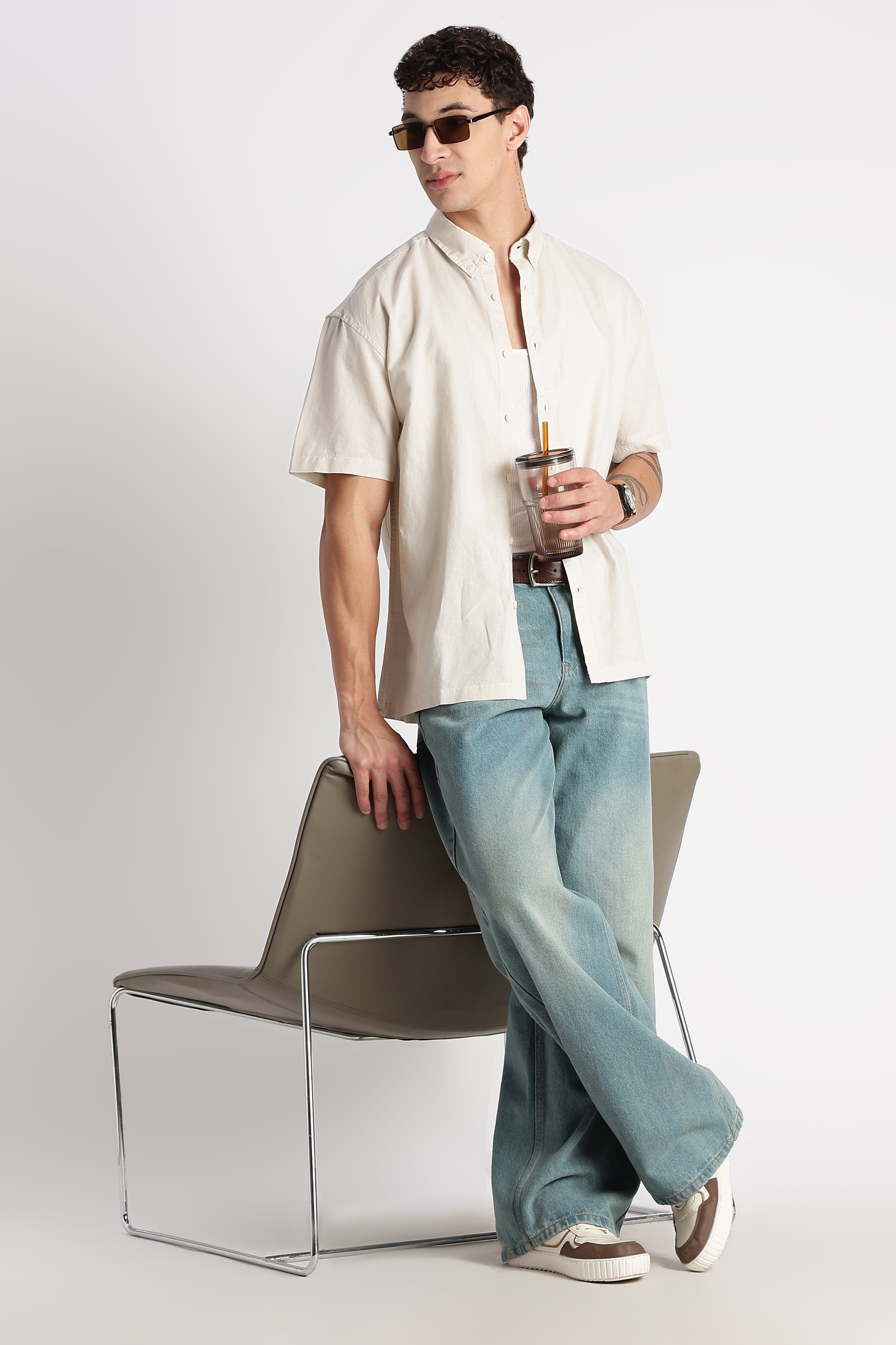 Men Breathable Cotton Linen Shirt