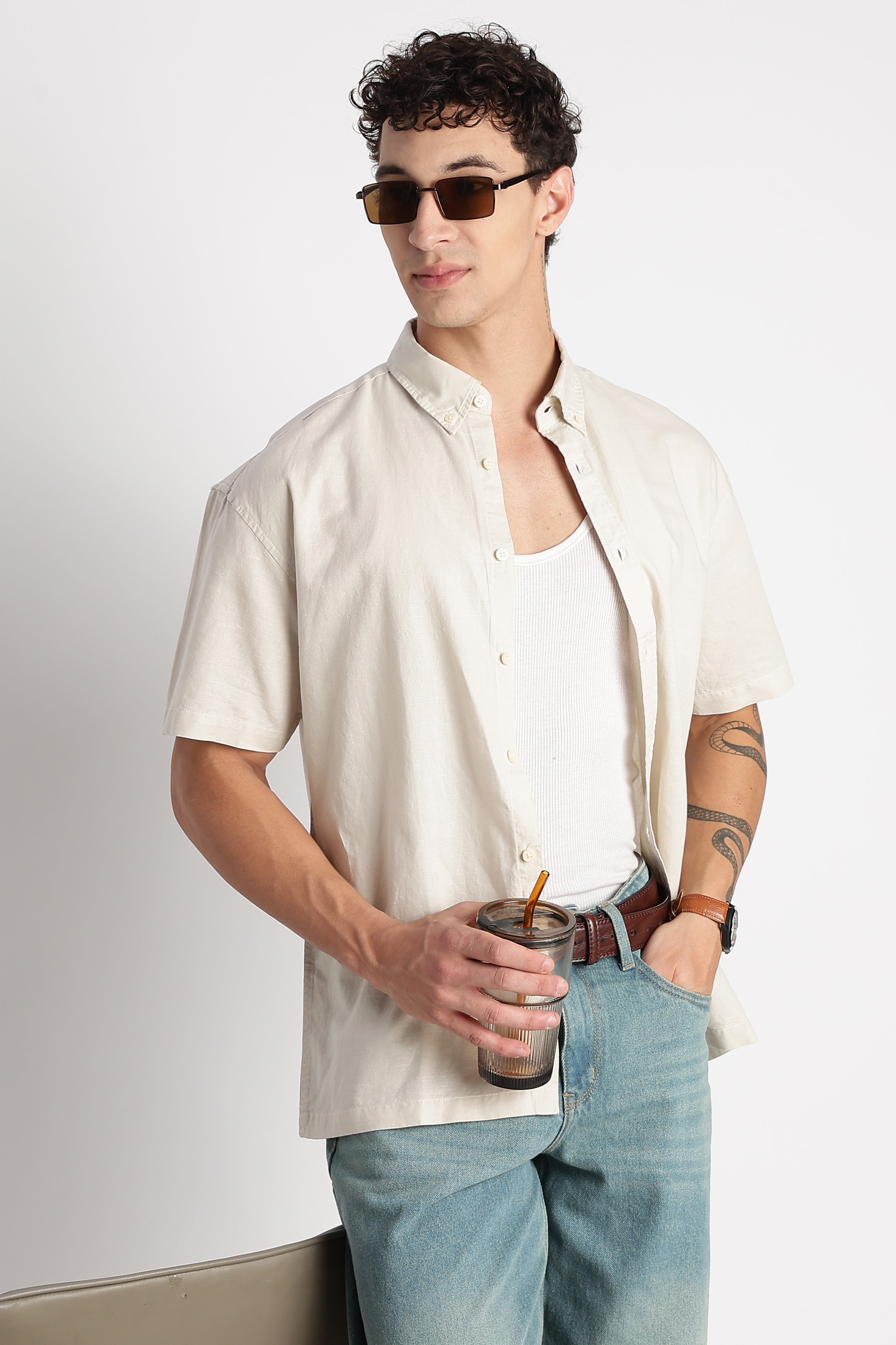 Men Breathable Cotton Linen Shirt
