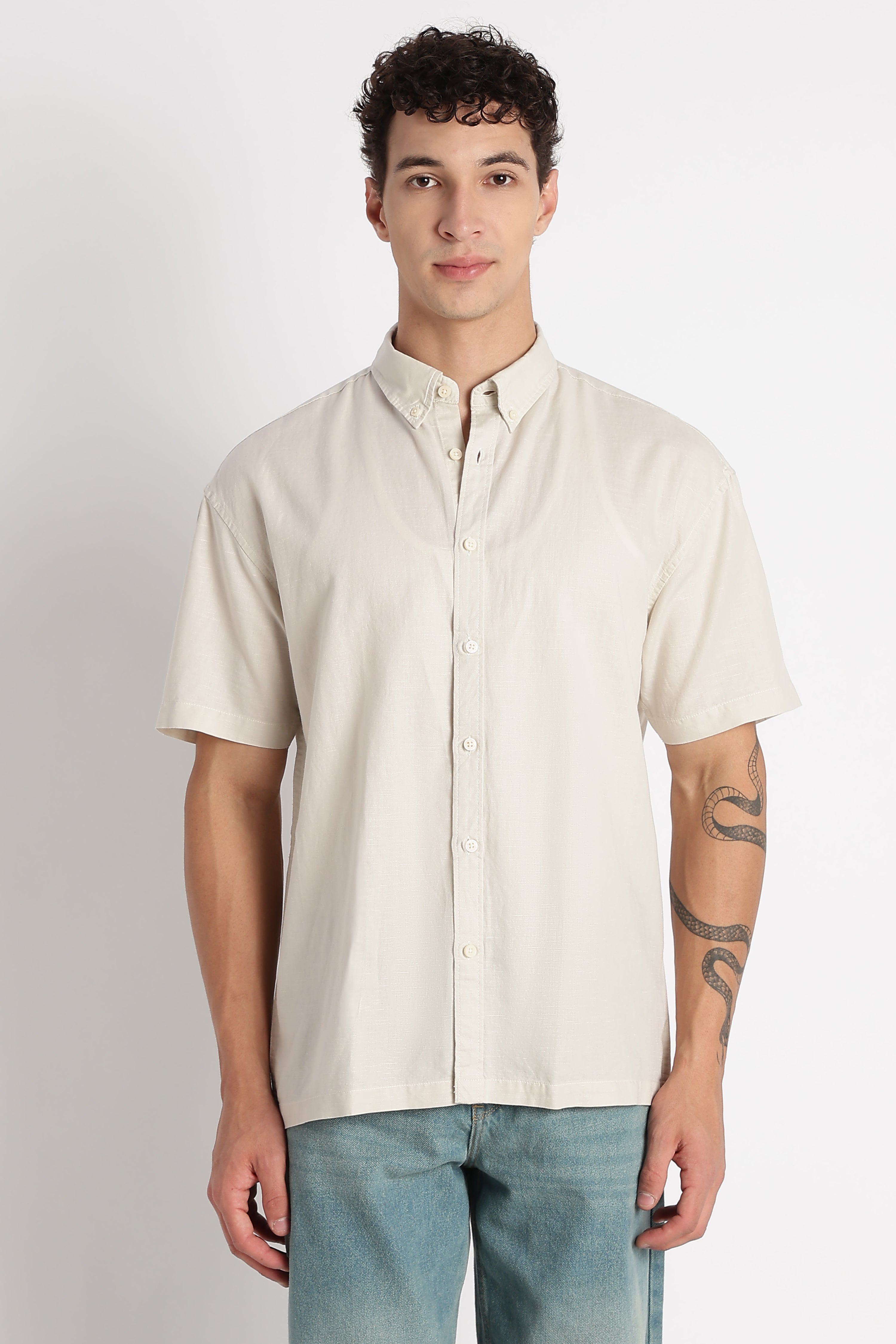 Men Breathable Cotton Linen Shirt