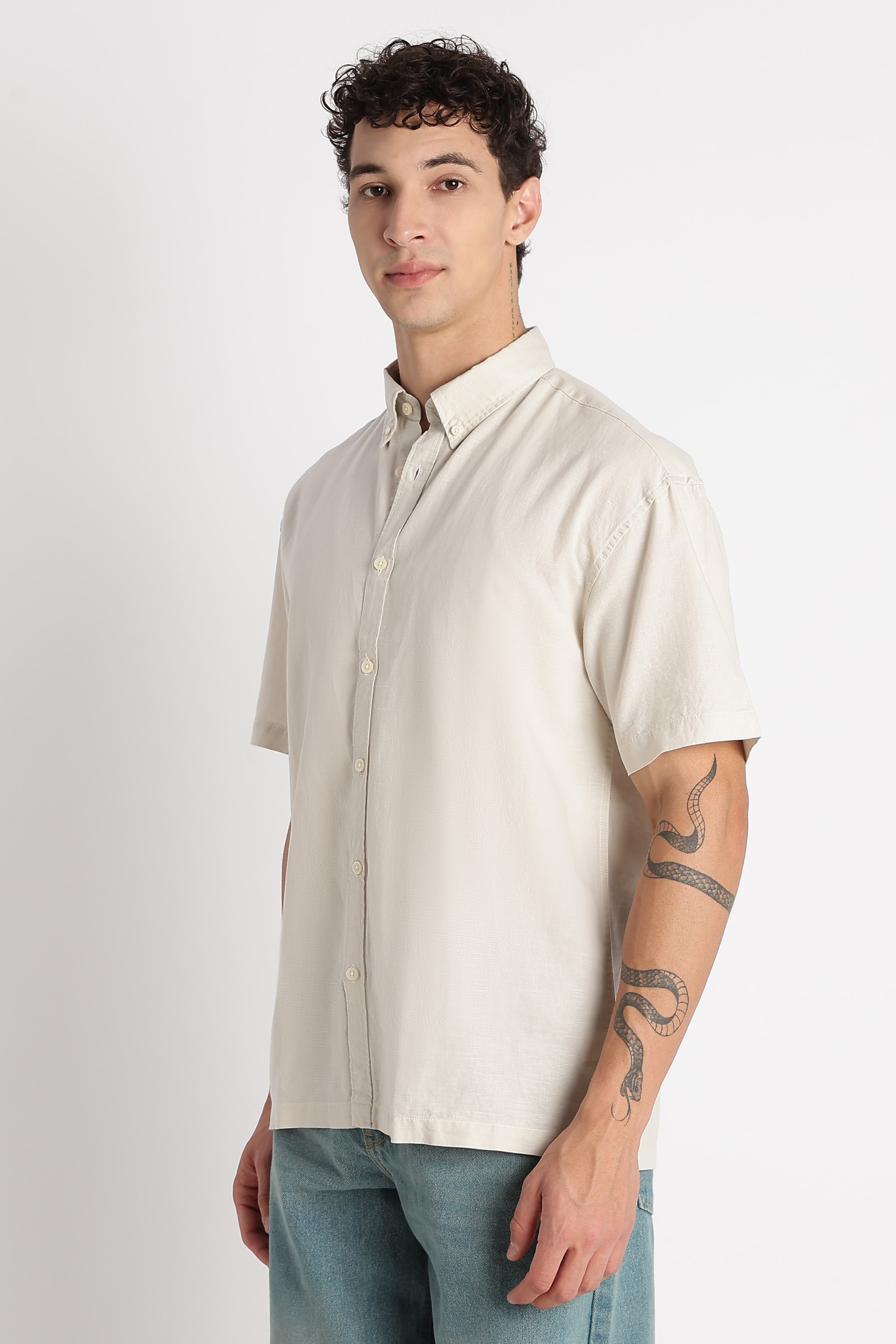 Men Breathable Cotton Linen Shirt