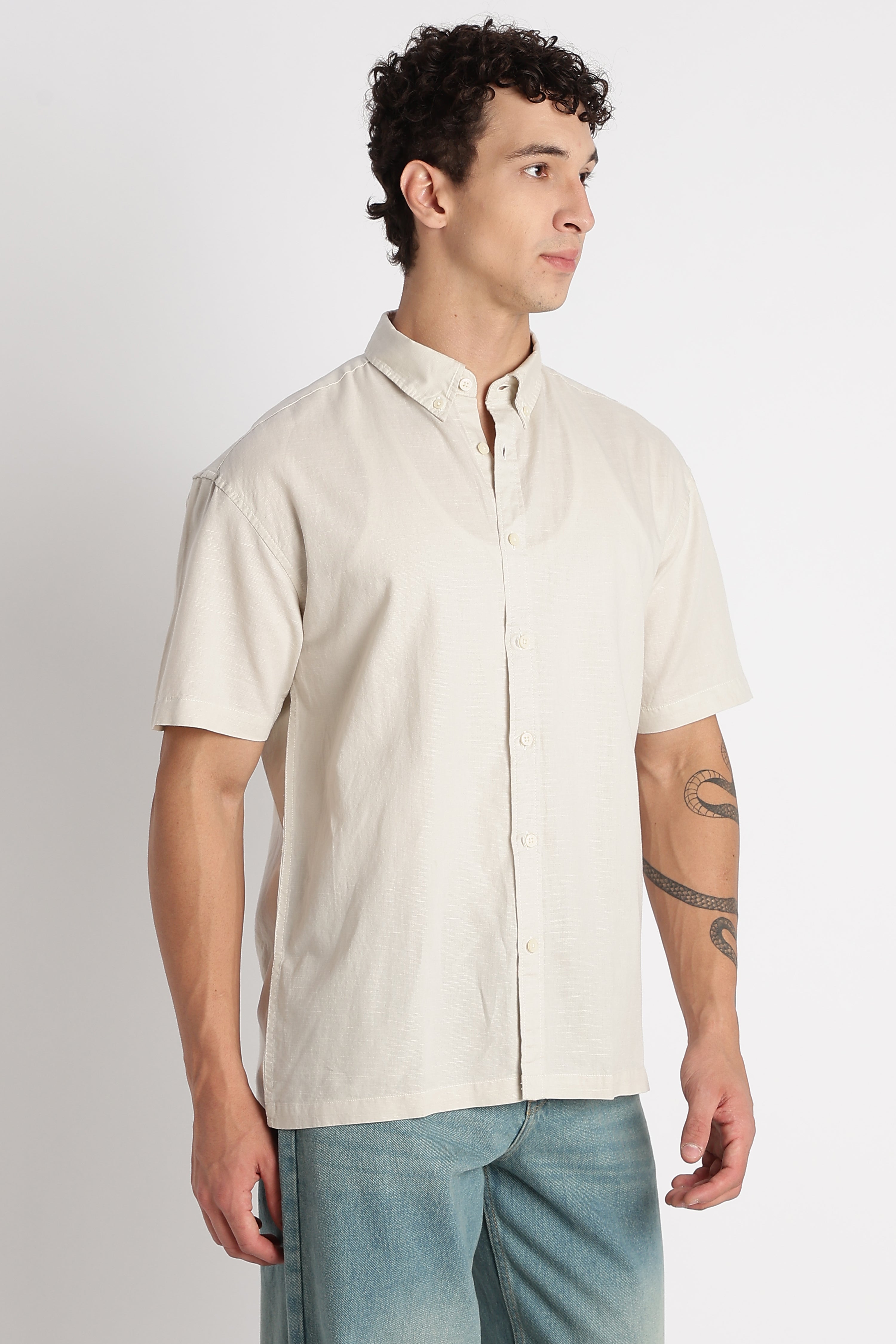 Men Breathable Cotton Linen Shirt