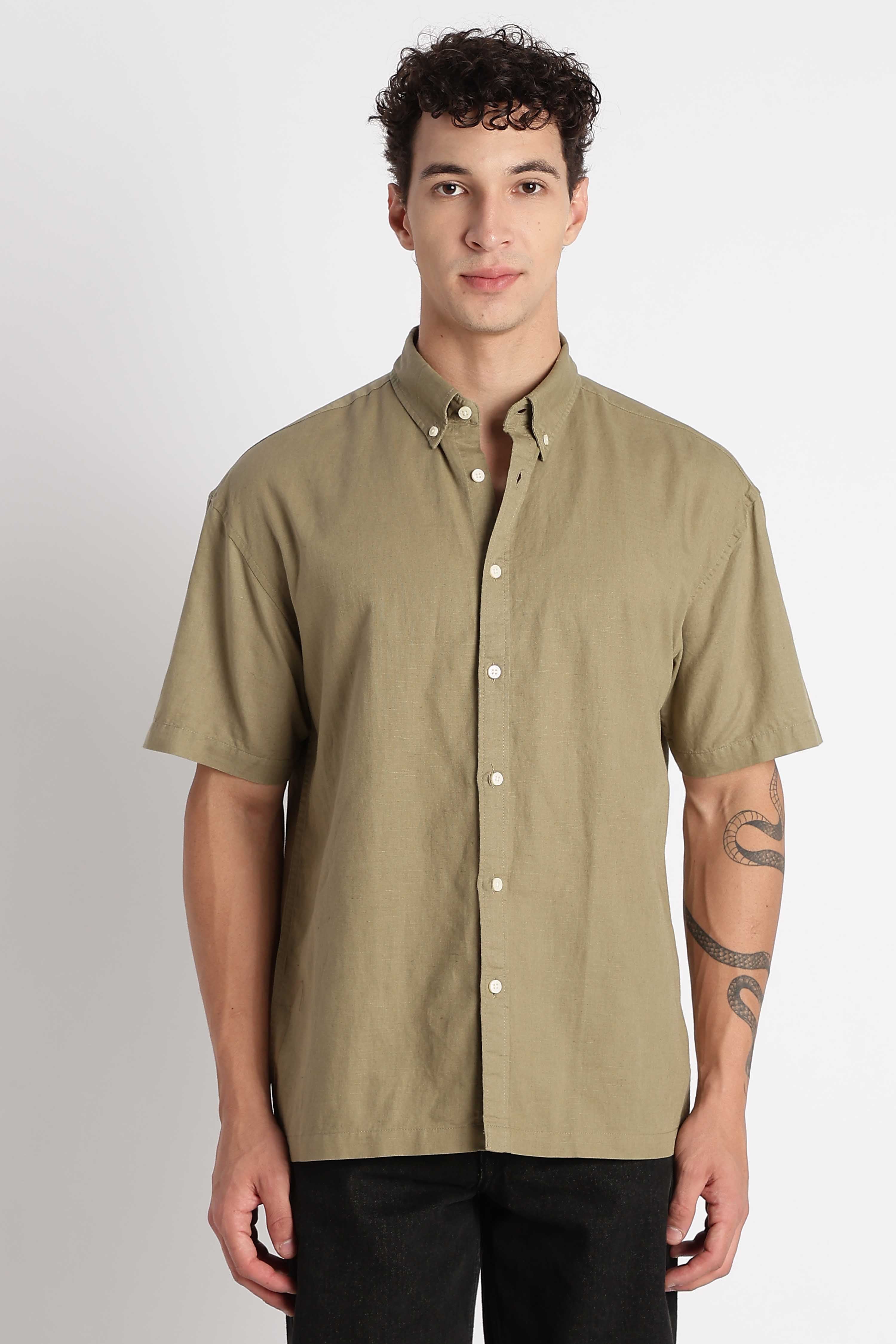 Men Breathable Cotton Linen Shirt