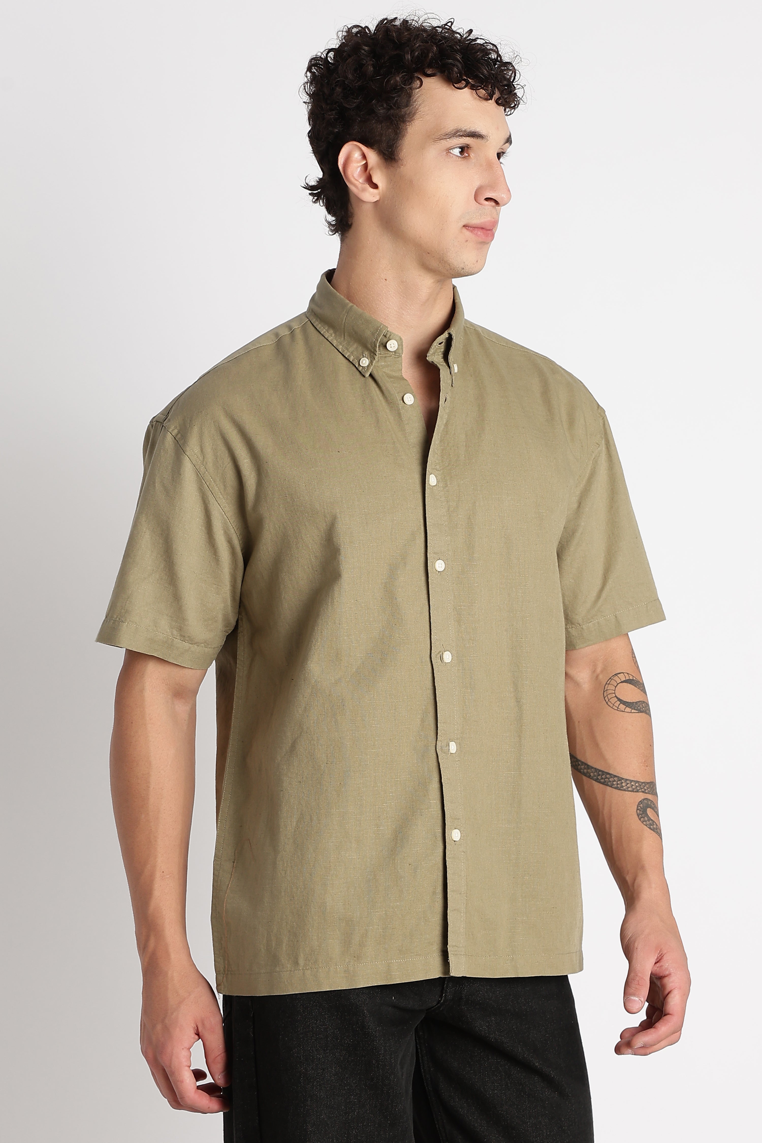 Men Breathable Cotton Linen Shirt