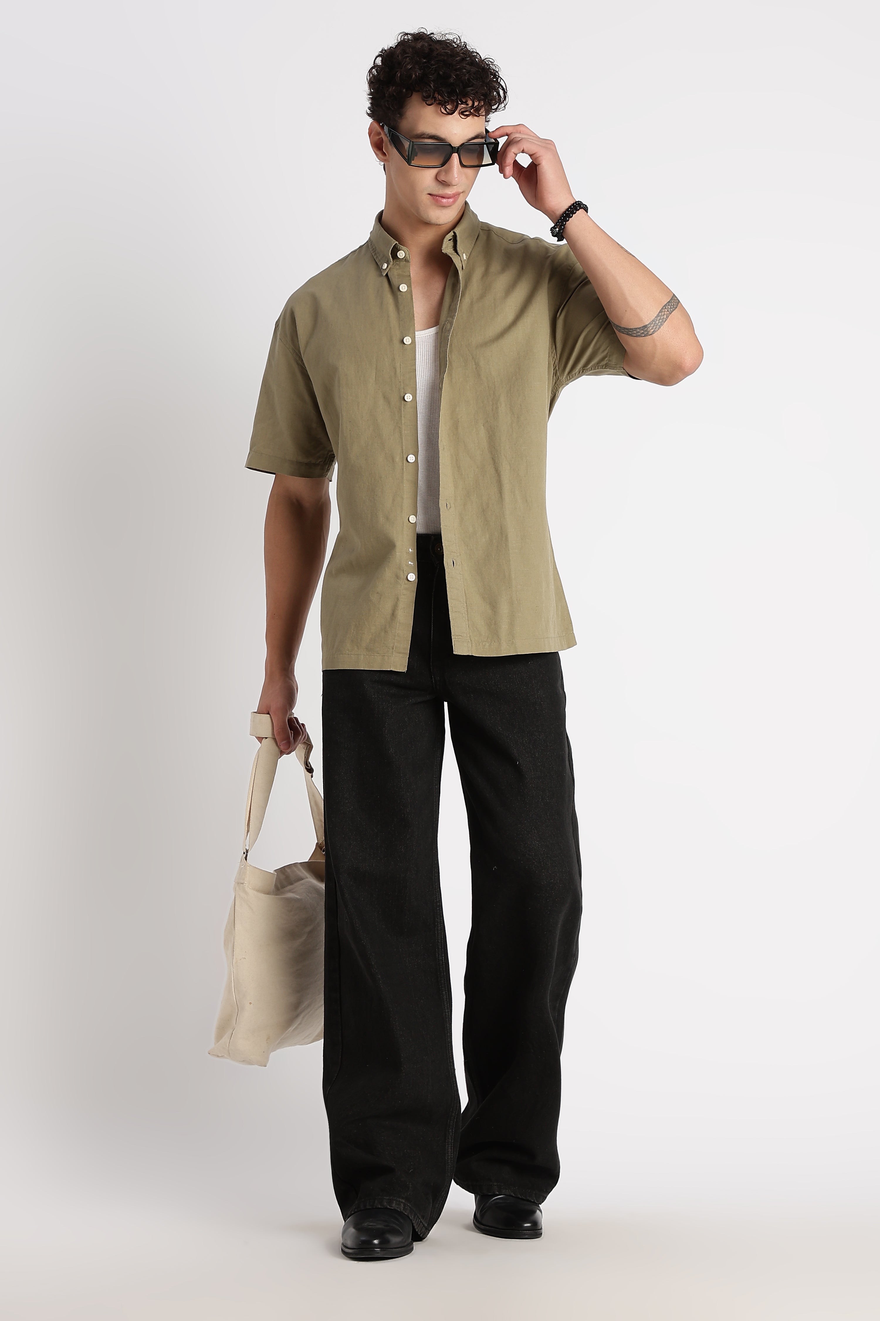 Men Breathable Cotton Linen Shirt
