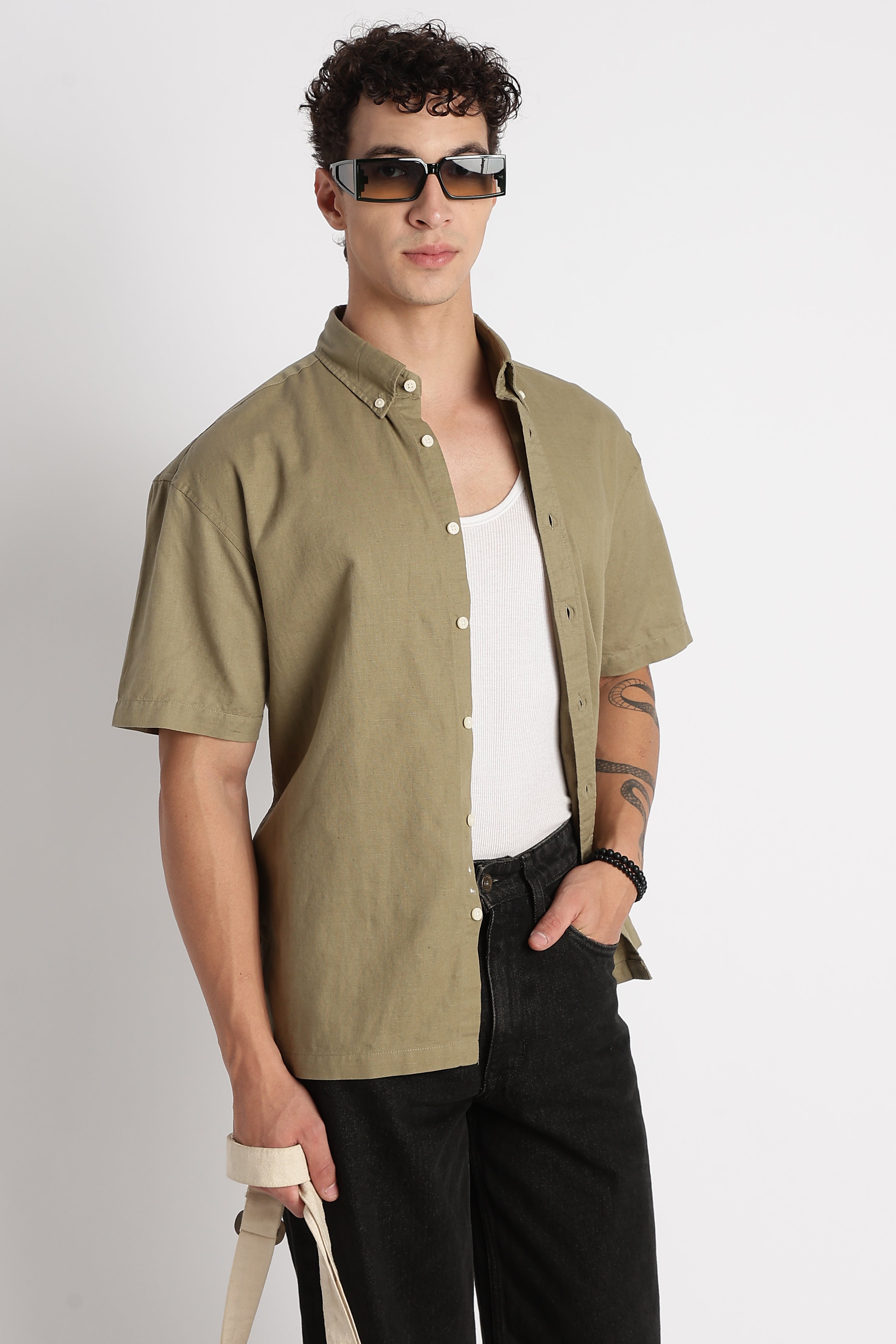 Men Breathable Cotton Linen Shirt
