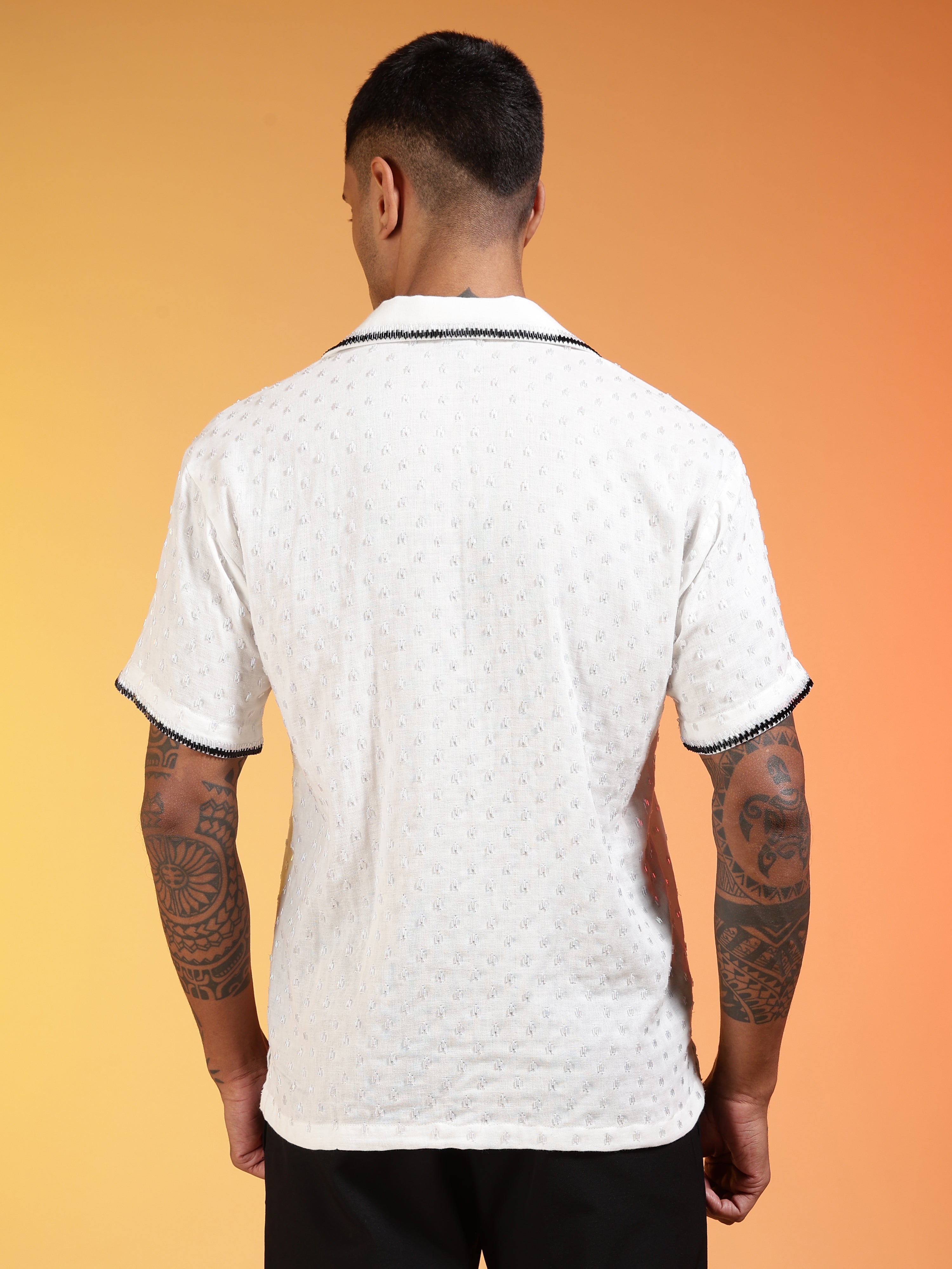 Men Velvet Snow Cutdana Gauge Cotton Shirt