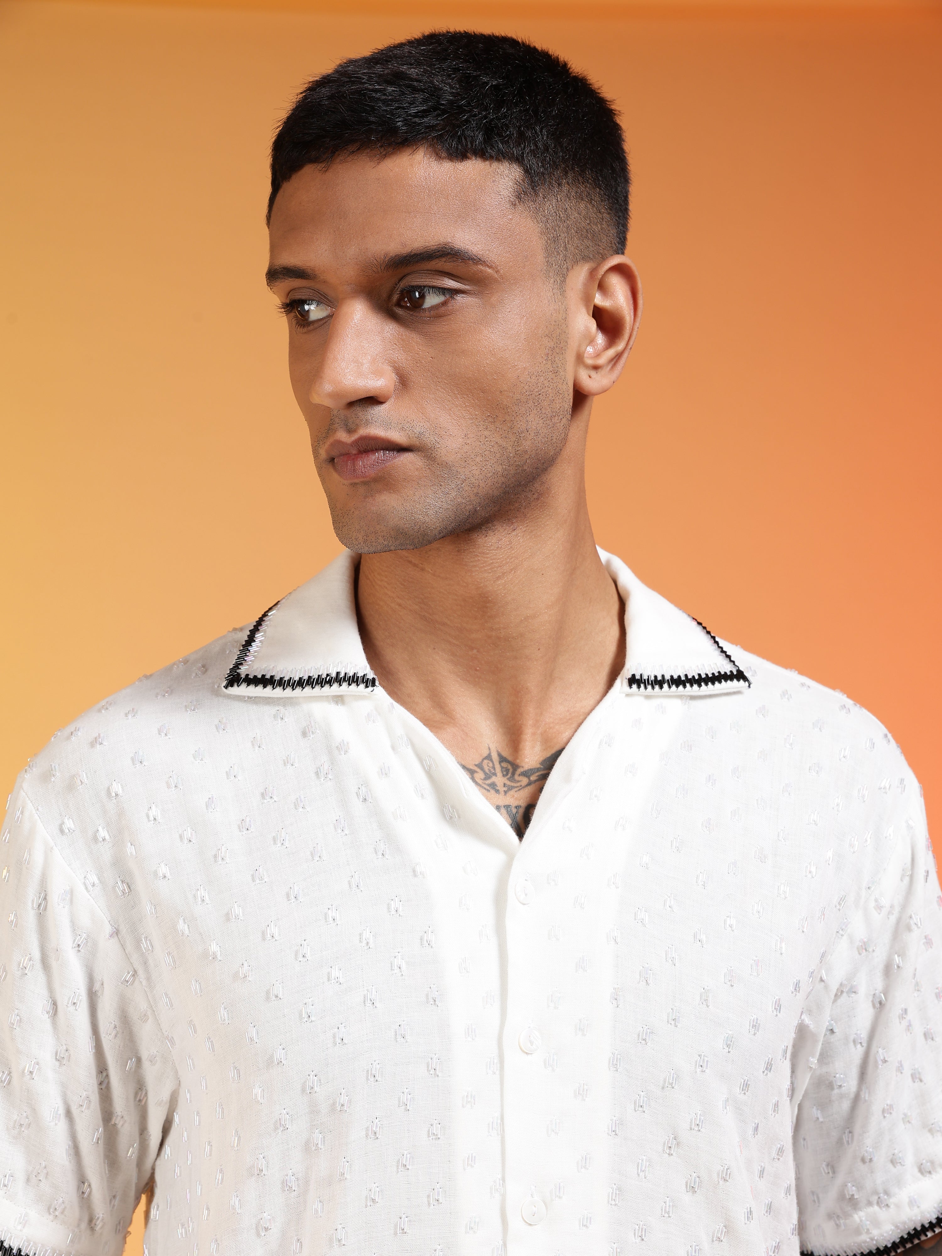 Men Velvet Snow Cutdana Gauge Cotton Shirt