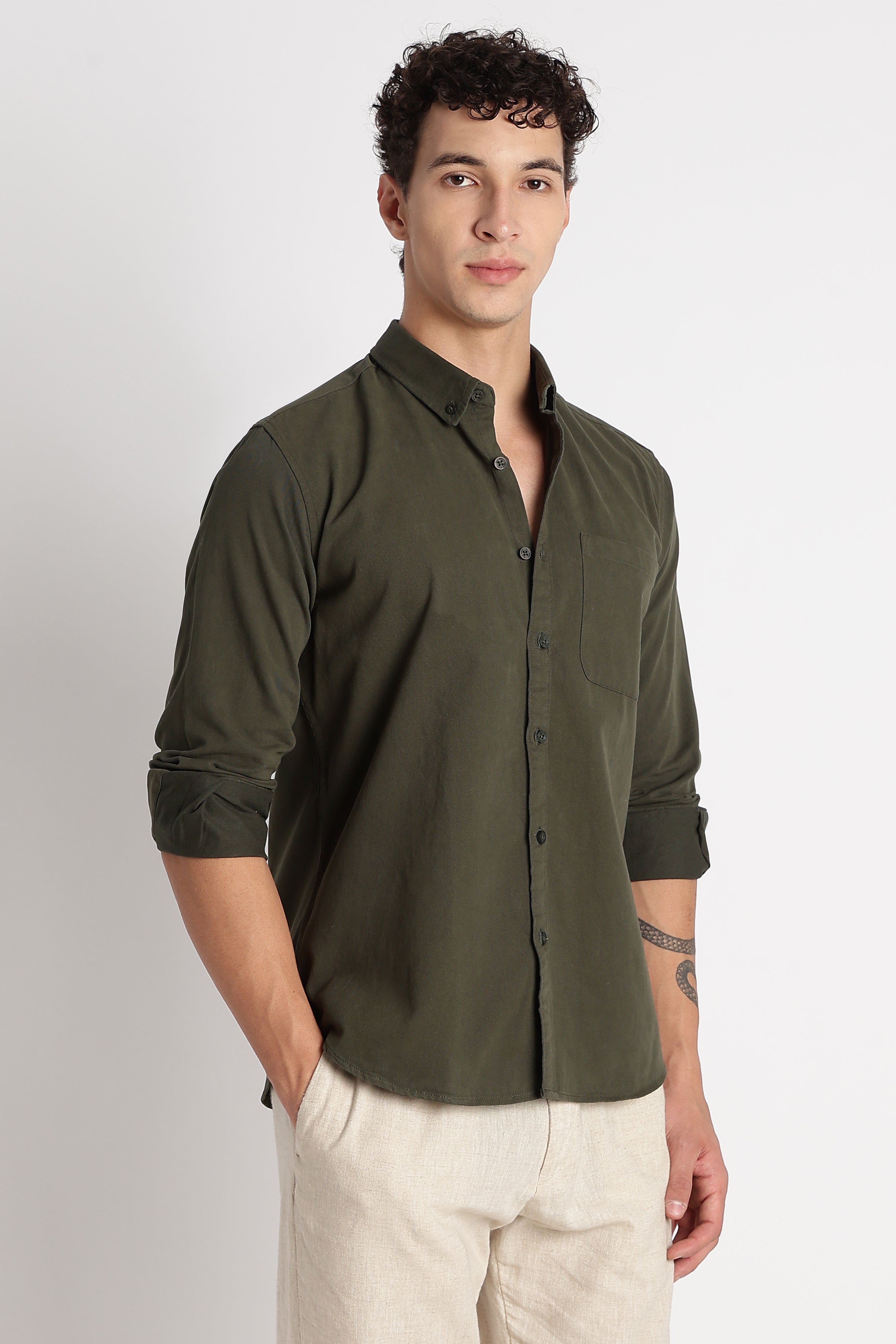 Men Cotton Essentials Solid Shirt