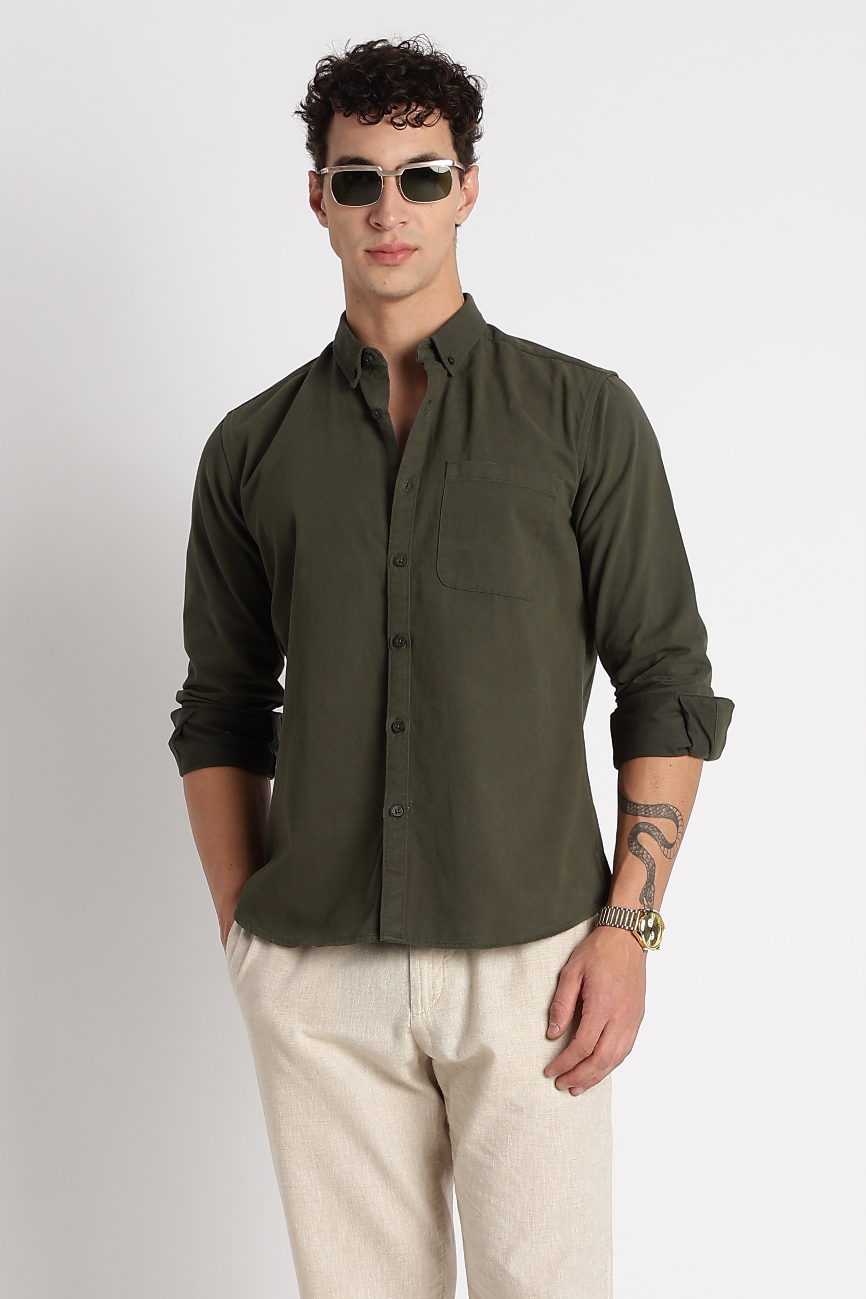 Men Cotton Essentials Solid Shirt