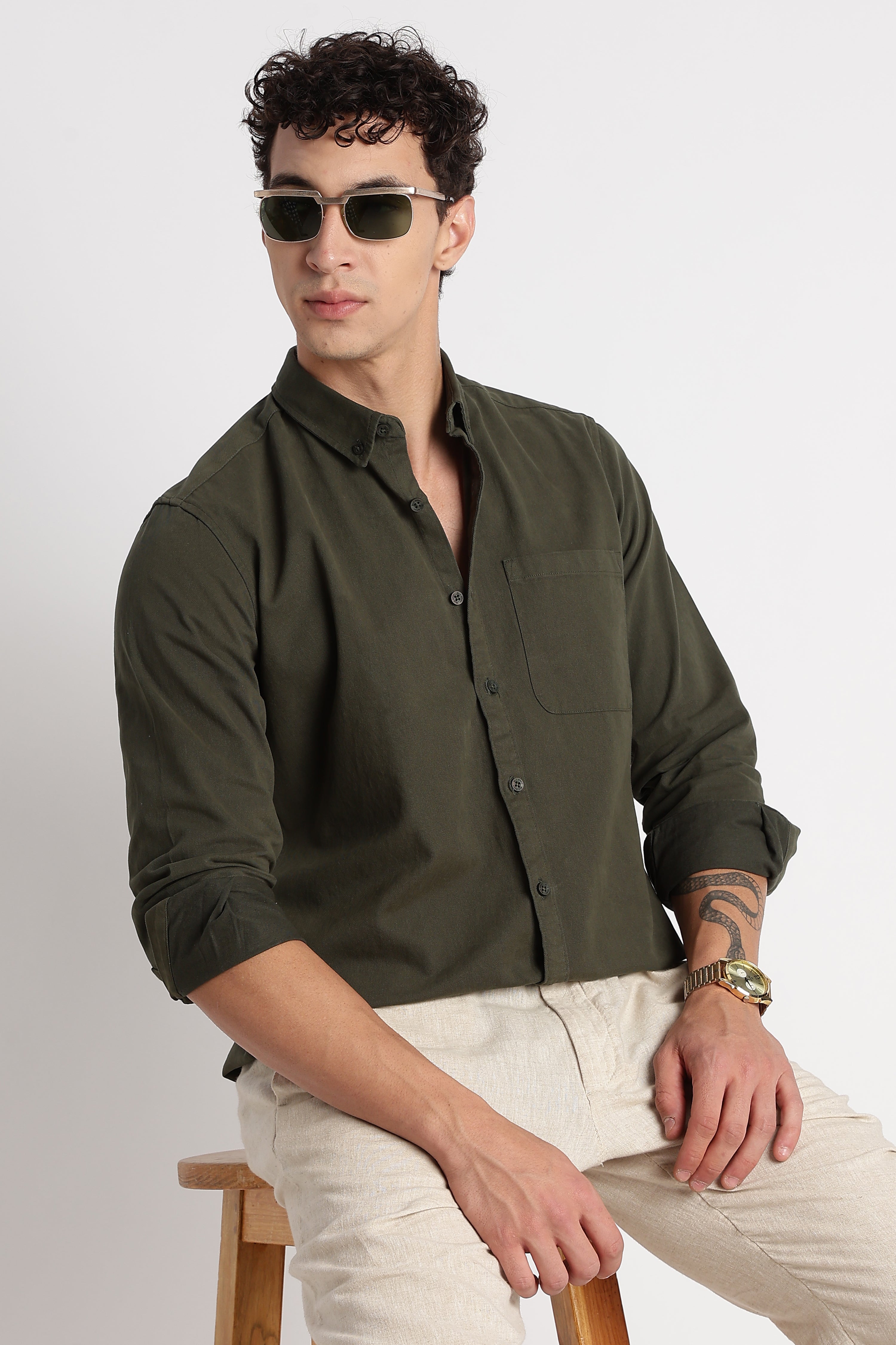 Men Cotton Essentials Solid Shirt