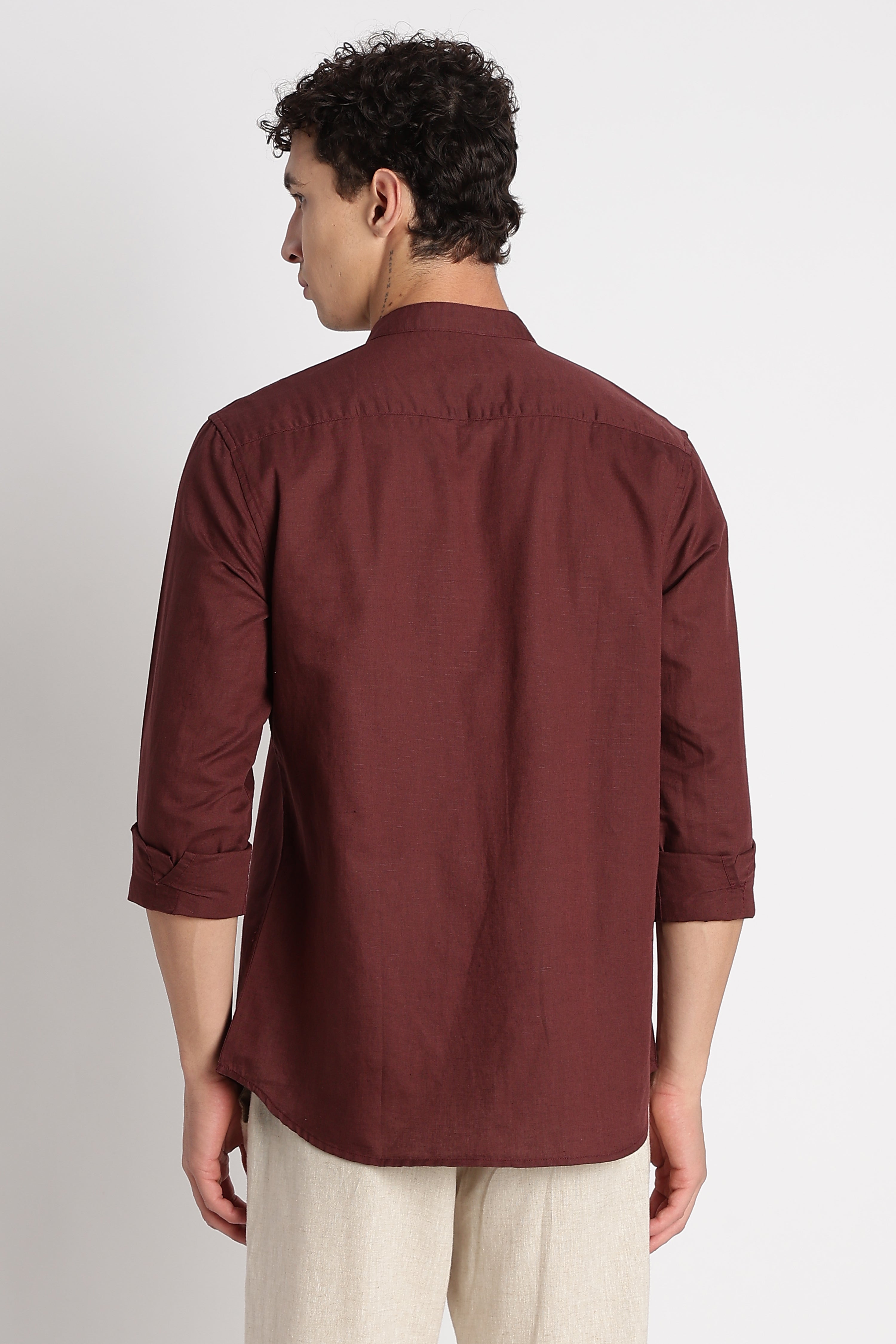 Men Cotton Linen Slim Fit Shirt