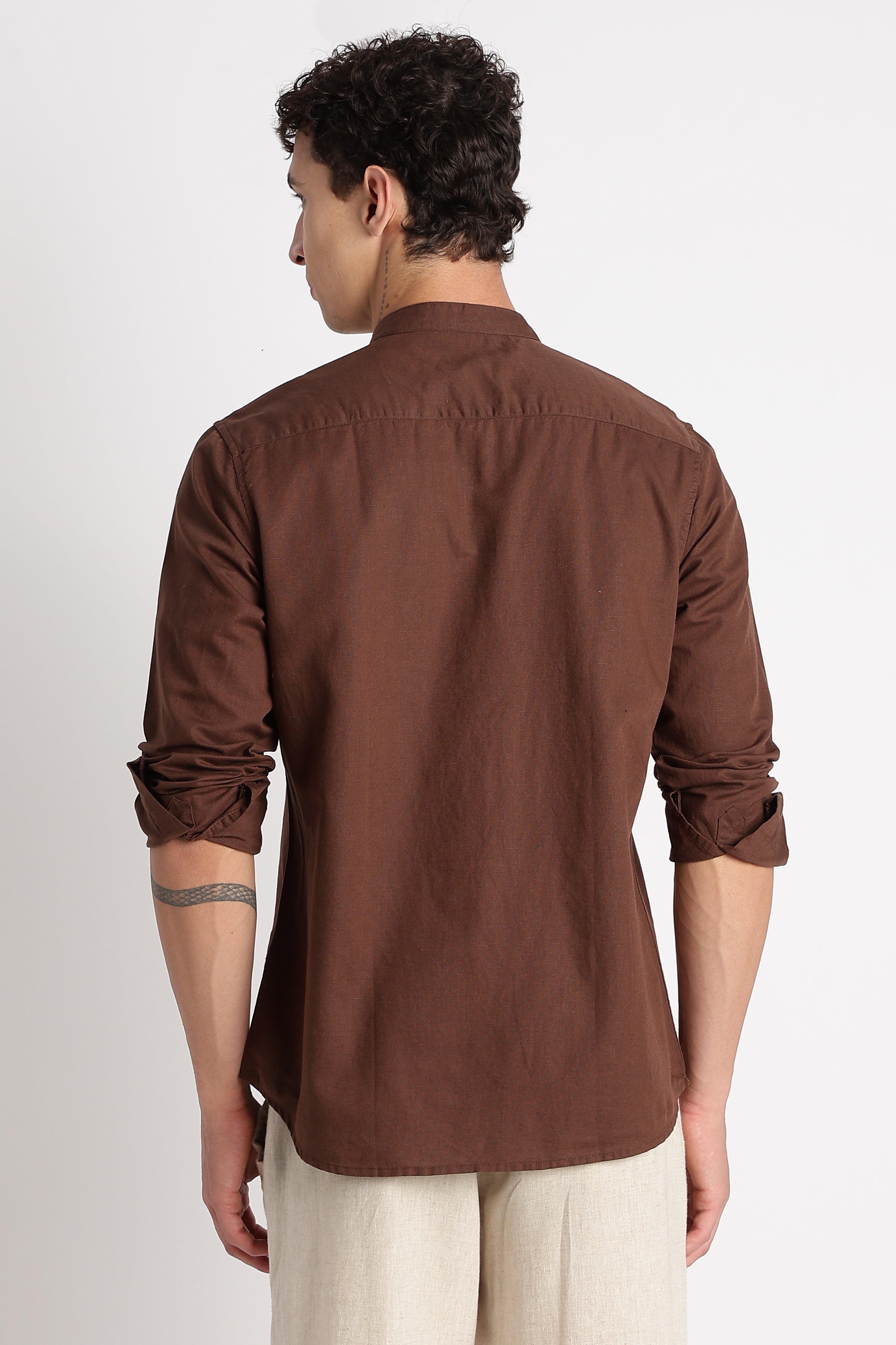 Men Cotton Linen Slim Fit Shirt