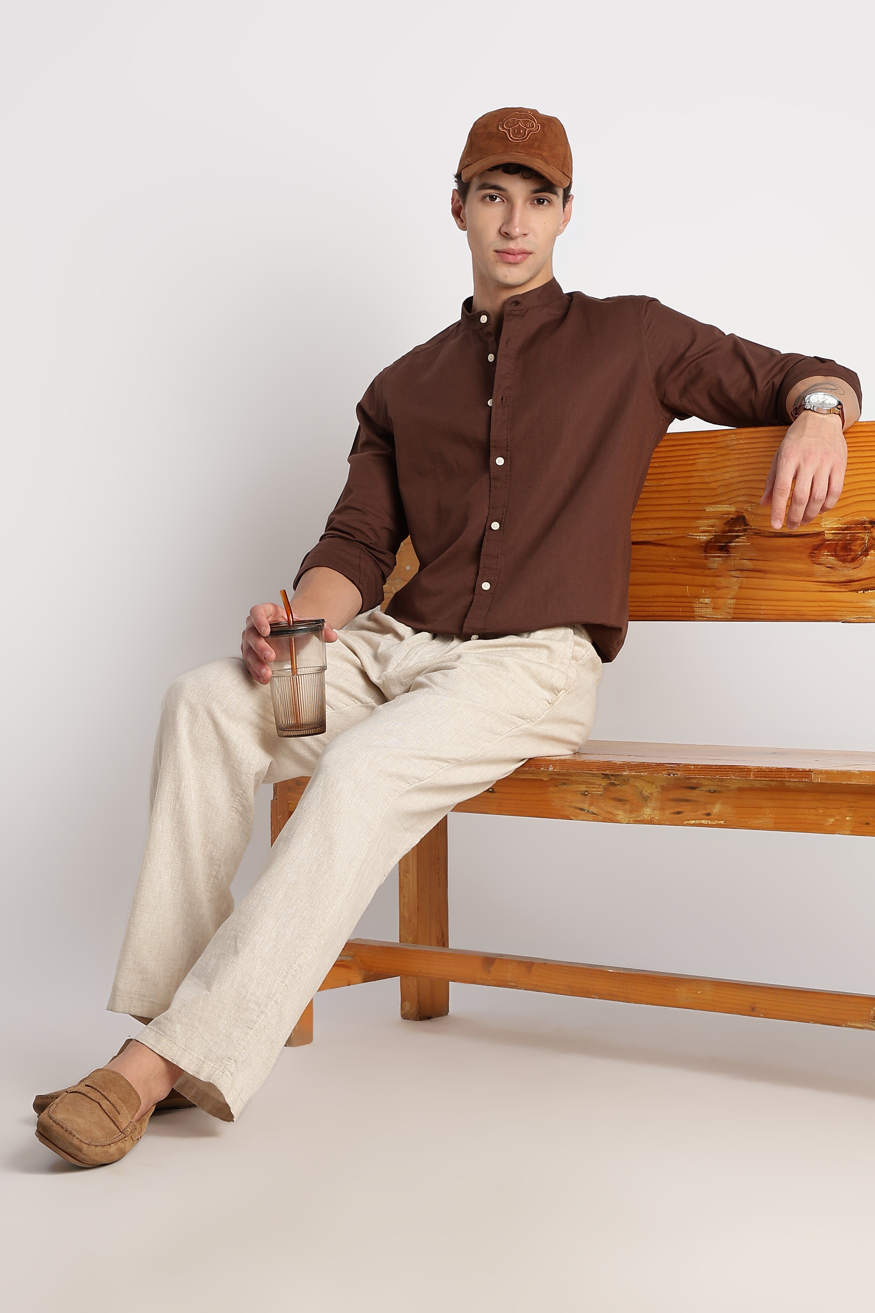 Men Cotton Linen Slim Fit Shirt
