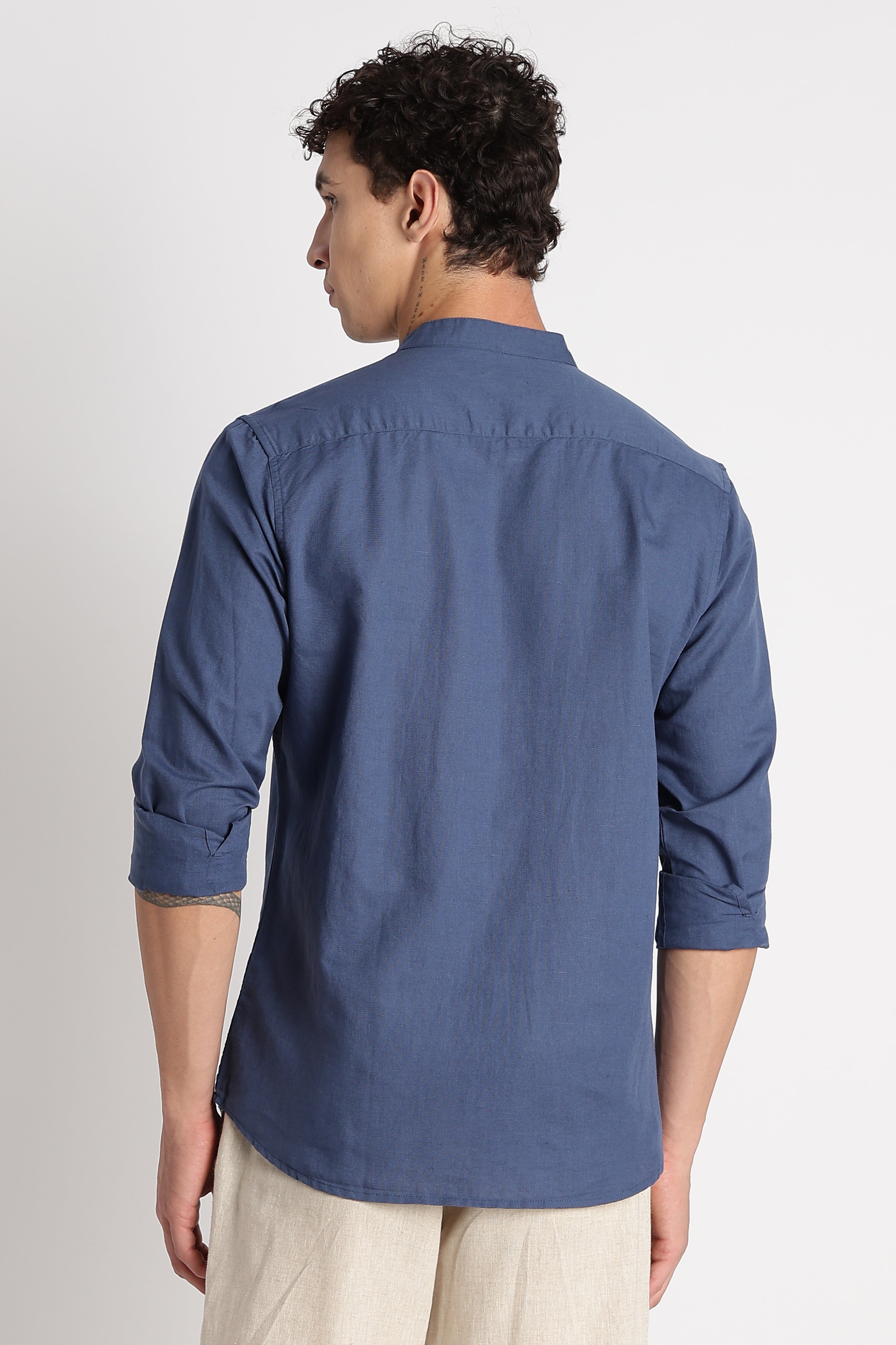 Men Cotton Linen Slim Fit Shirt