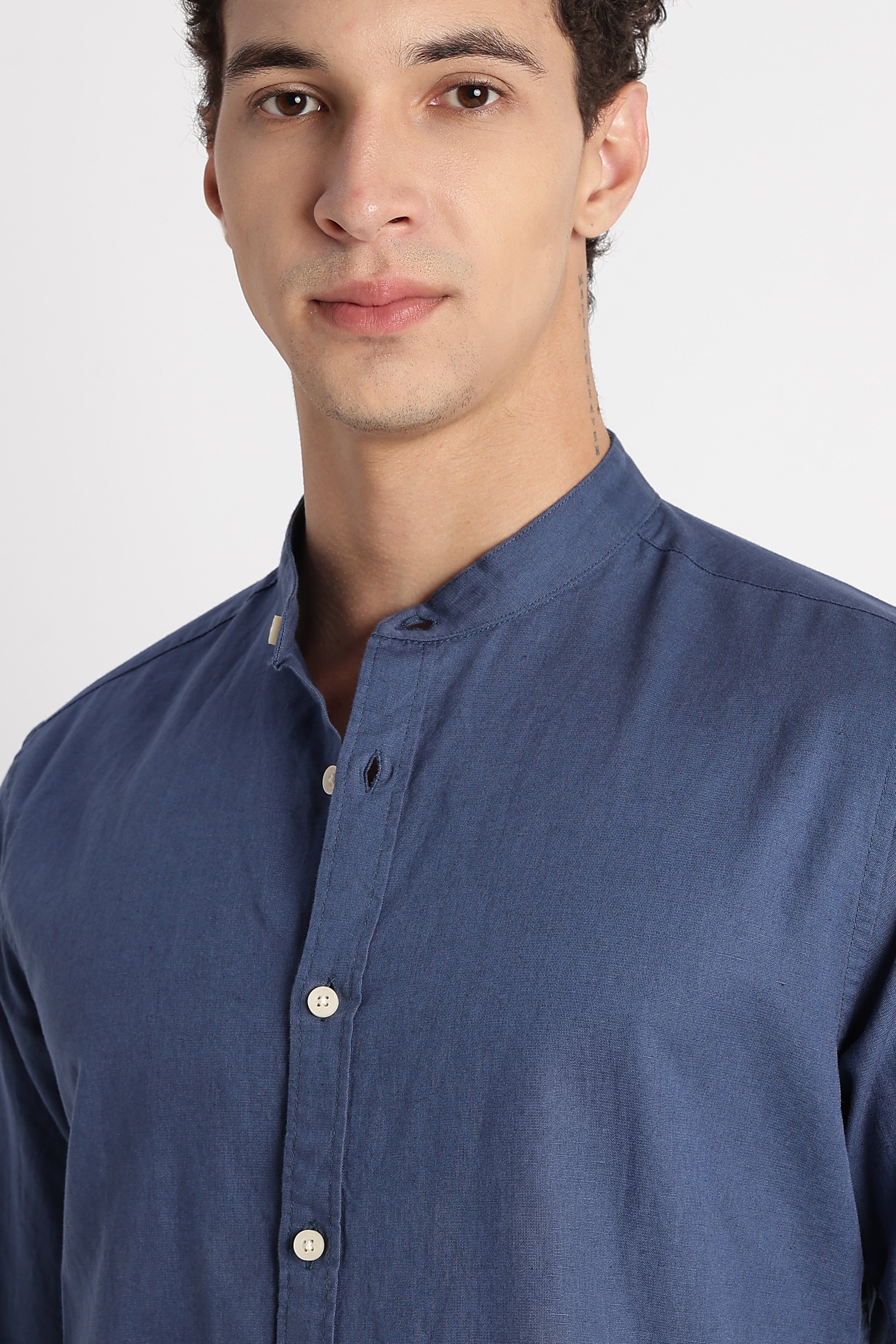 Men Cotton Linen Slim Fit Shirt