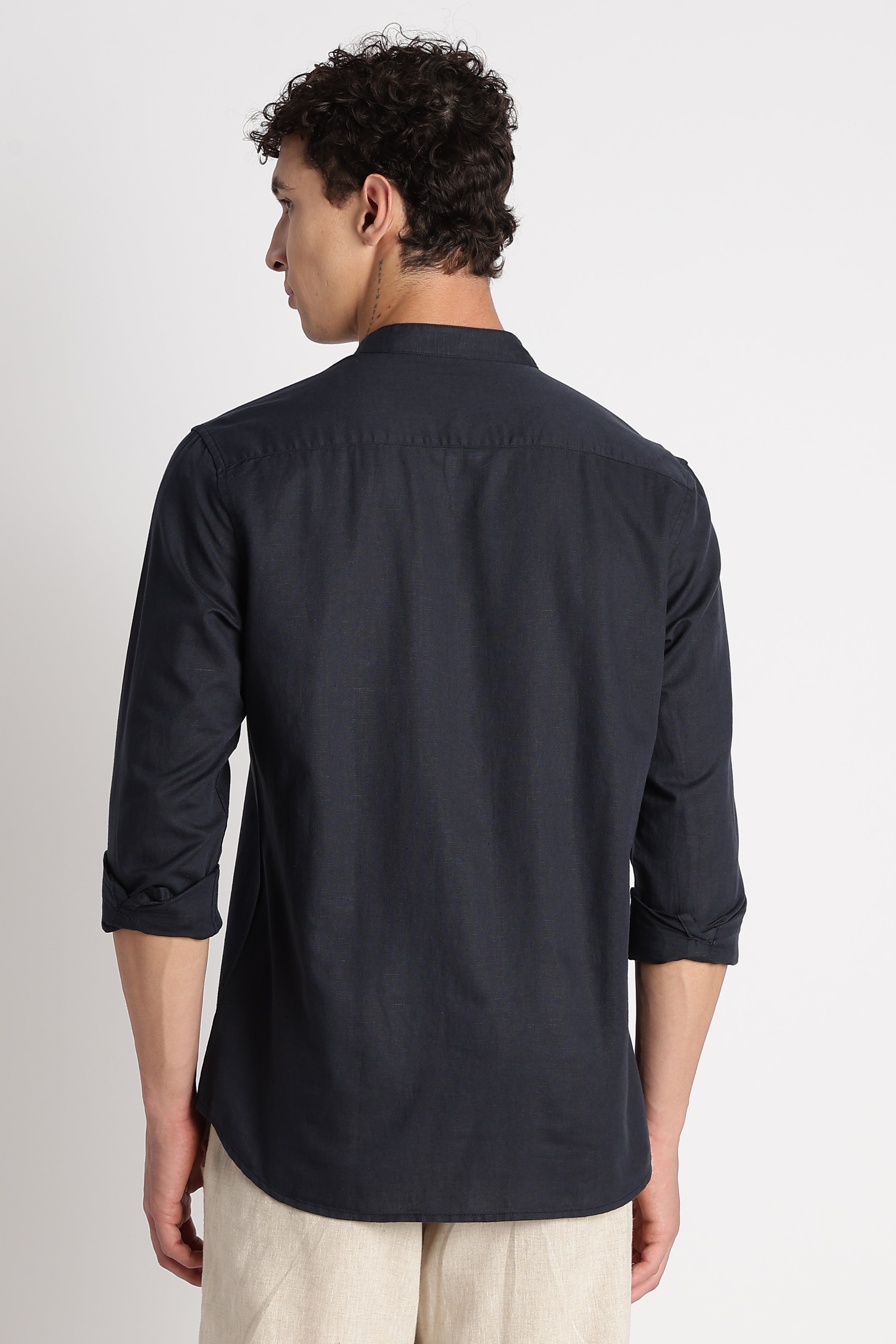Men Cotton Linen Slim Fit Shirt