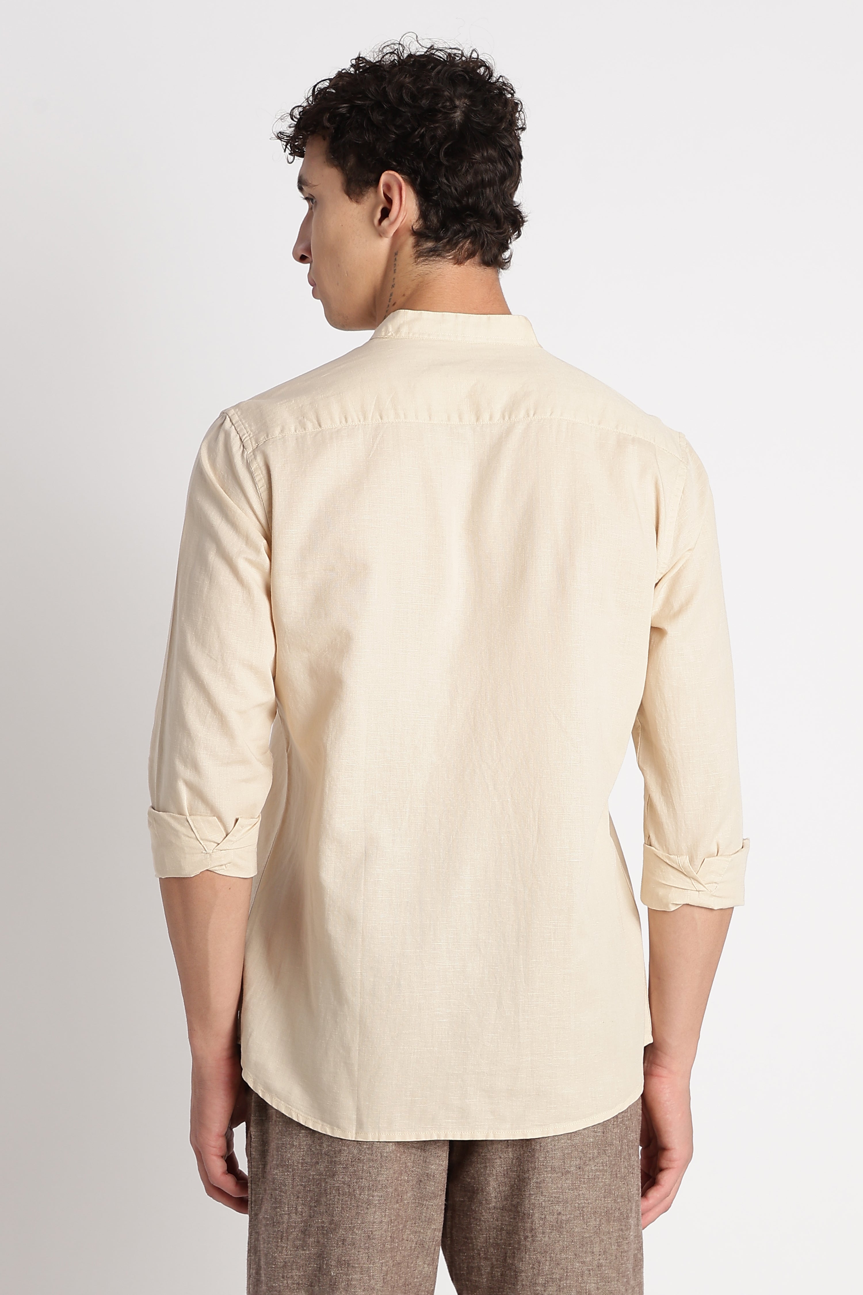 Men Cotton Linen Slim Fit Shirt