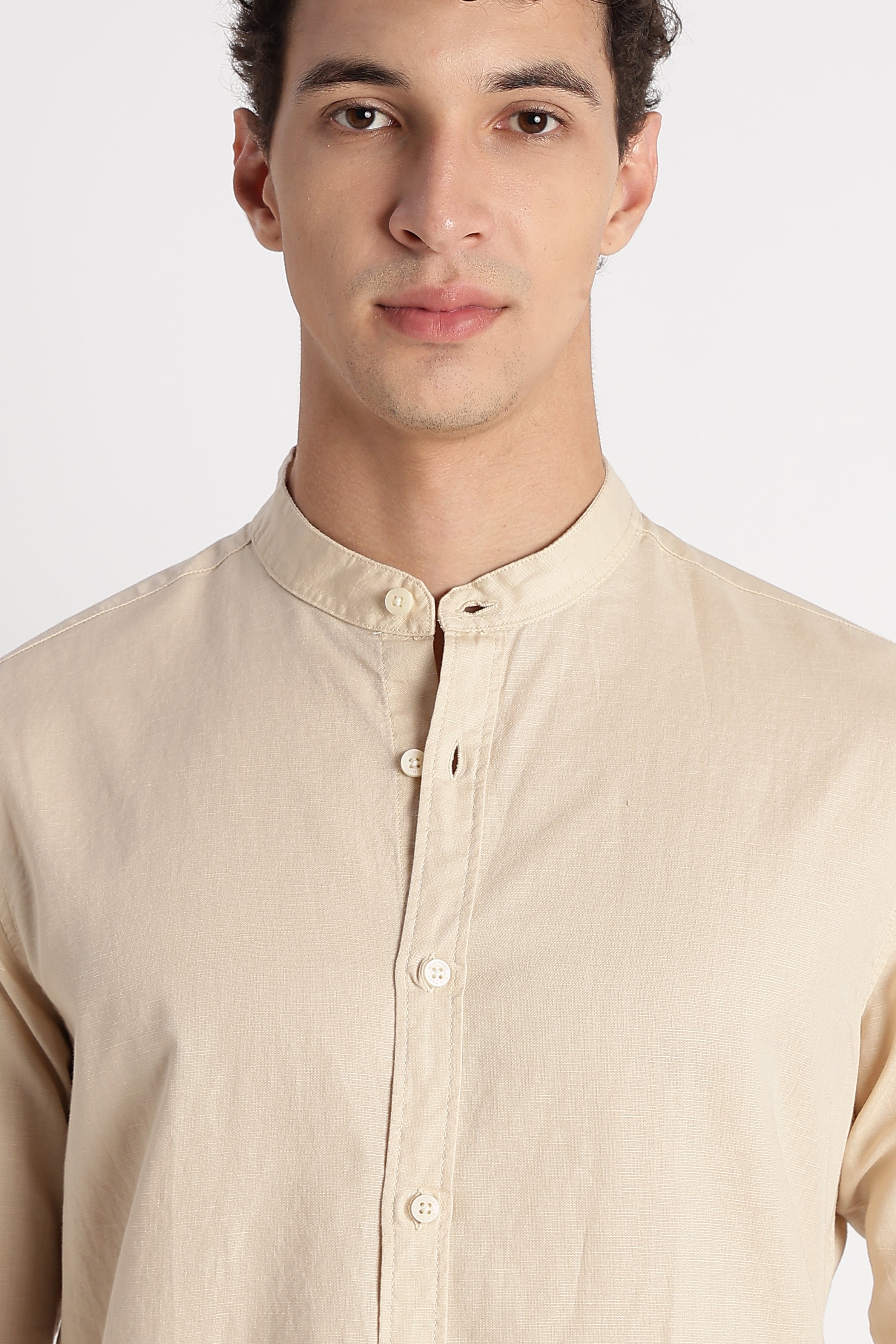 Men Cotton Linen Slim Fit Shirt