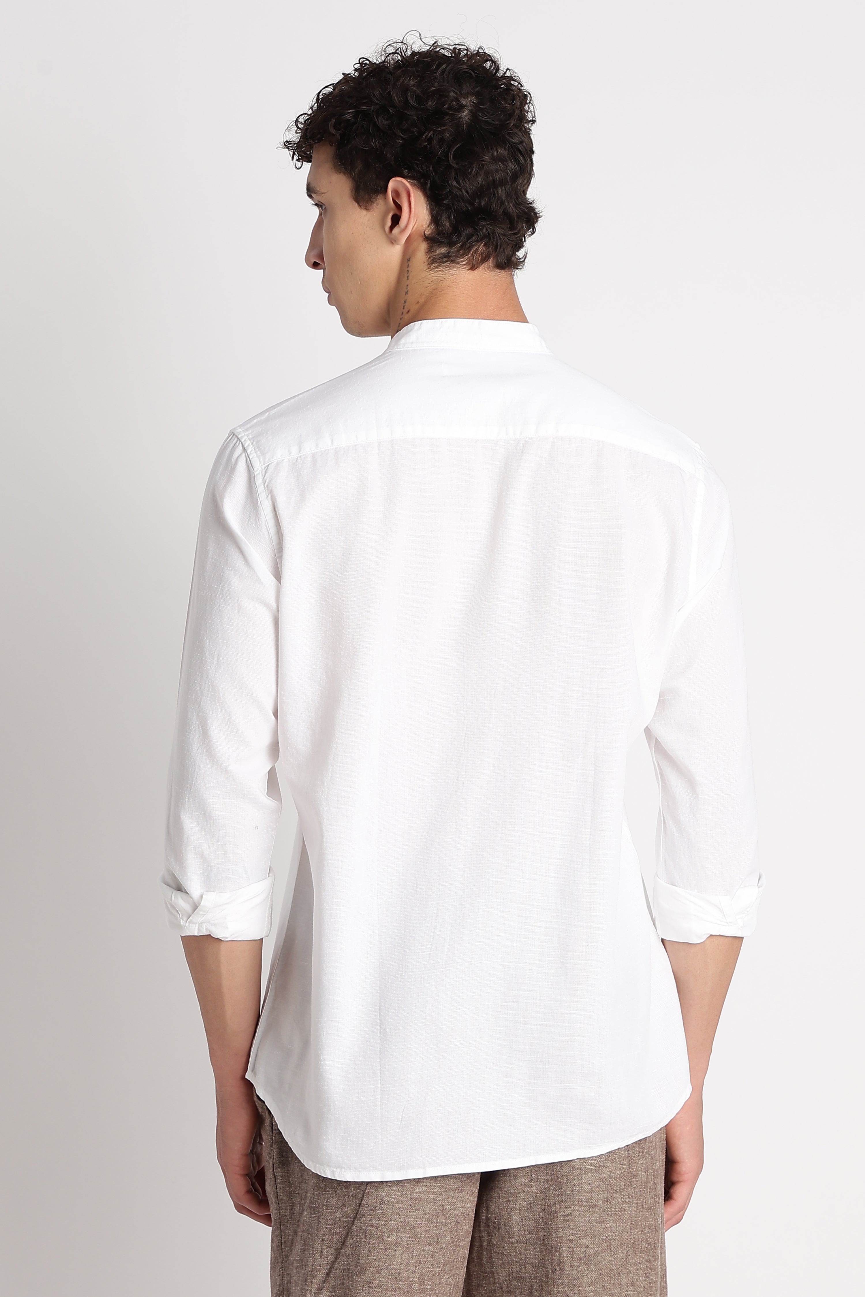 Men Cotton Linen Slim Fit Shirt
