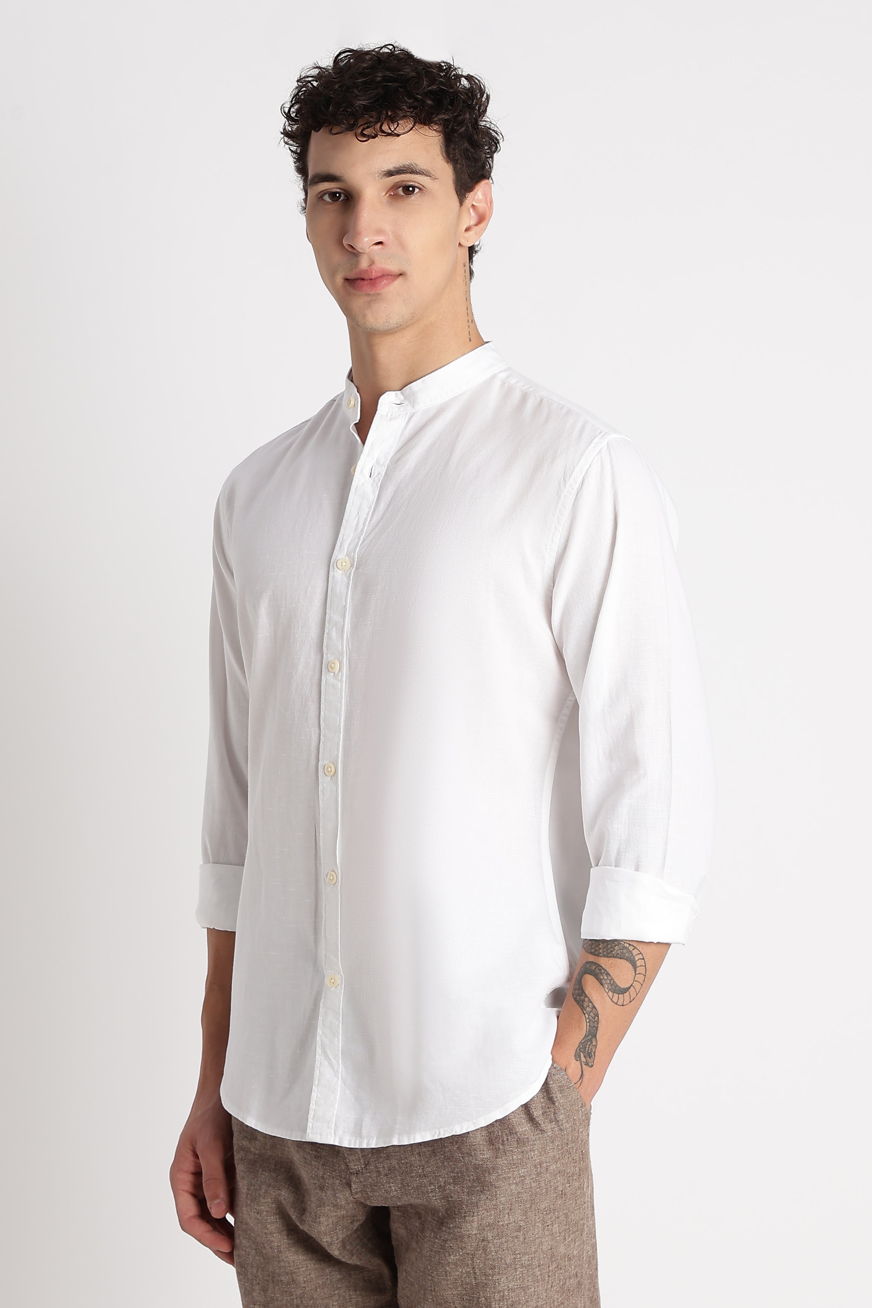 Men Cotton Linen Slim Fit Shirt