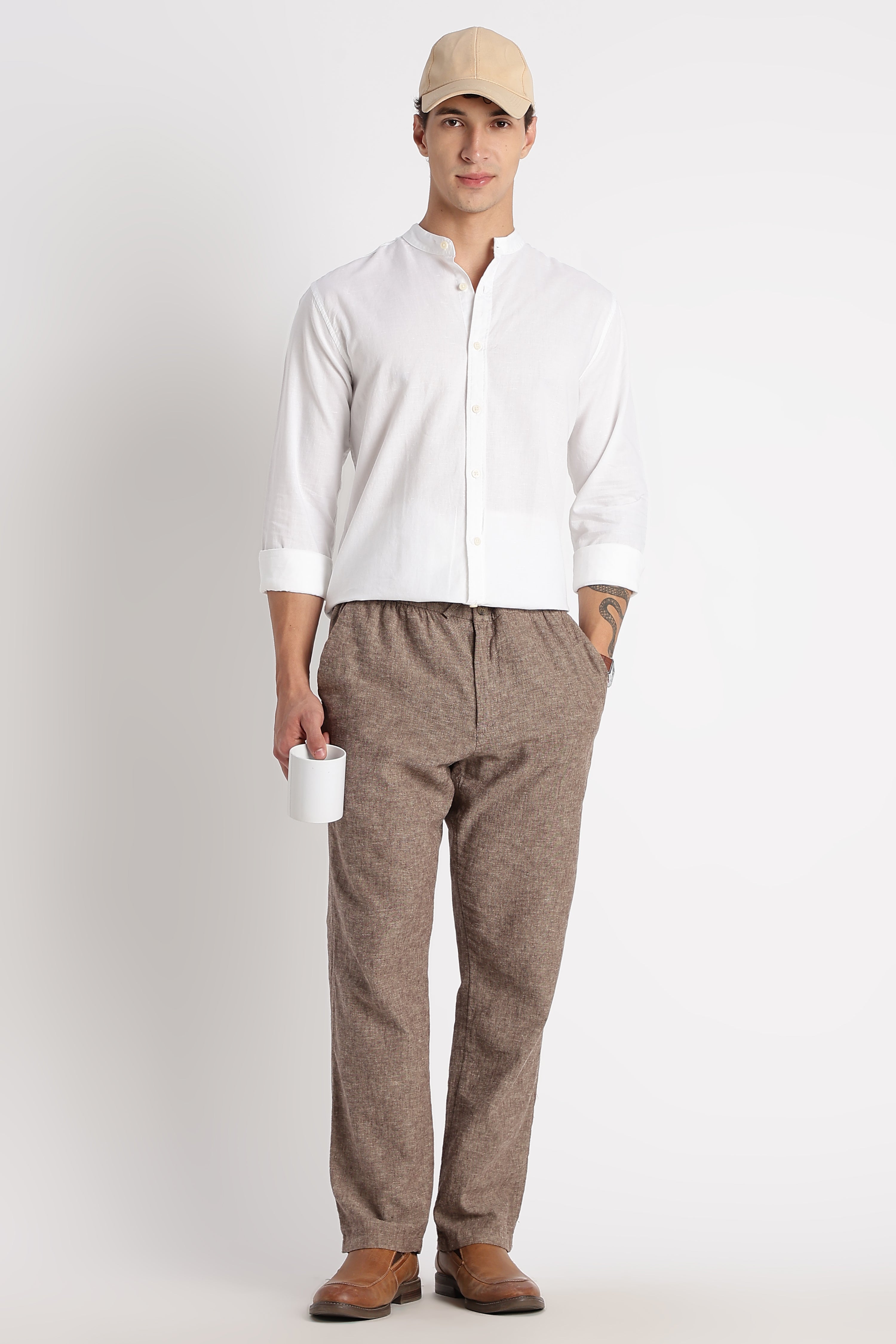 Men Cotton Linen Slim Fit Shirt