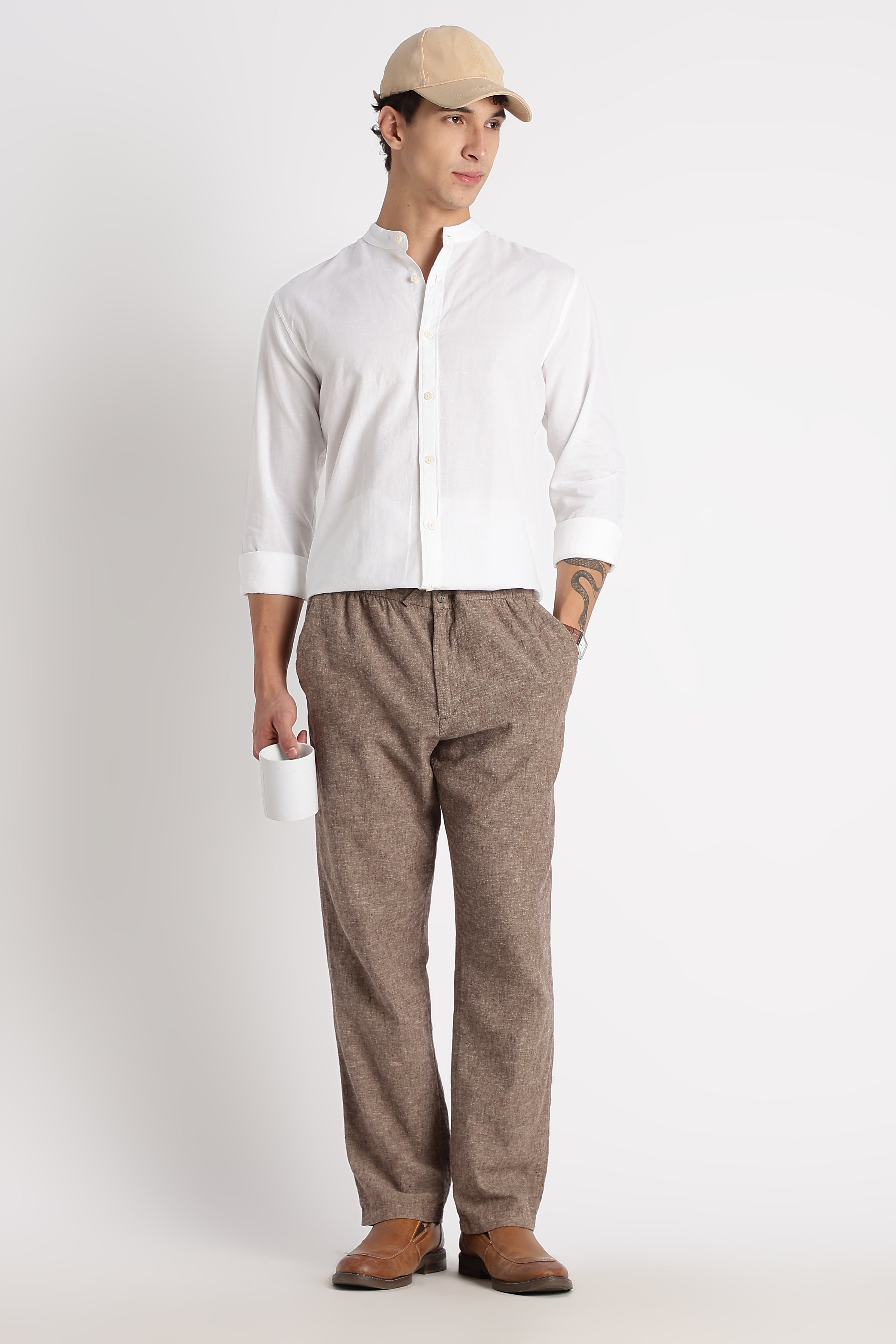 Men Cotton Linen Slim Fit Shirt