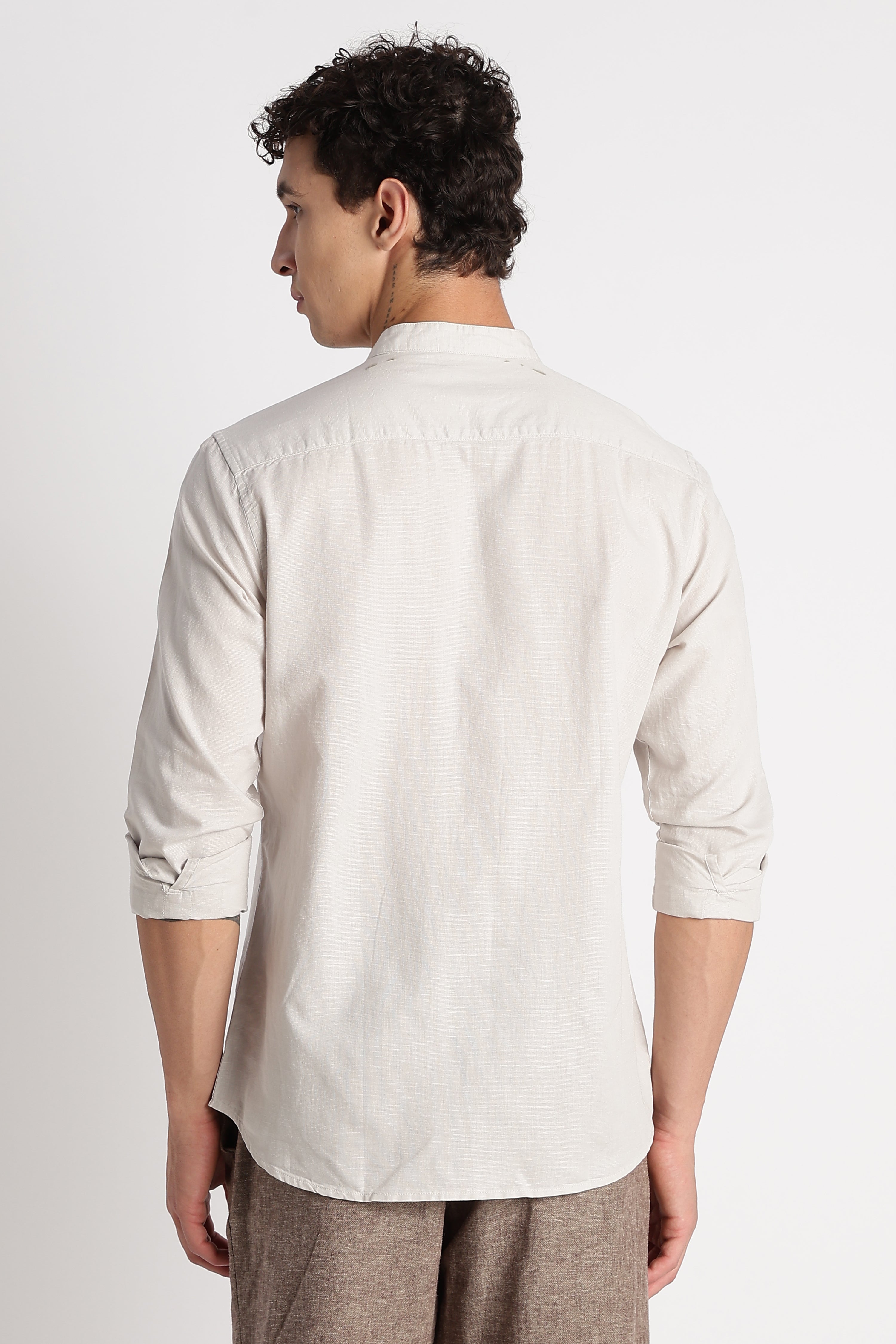 Men Cotton Linen Slim Fit Shirt