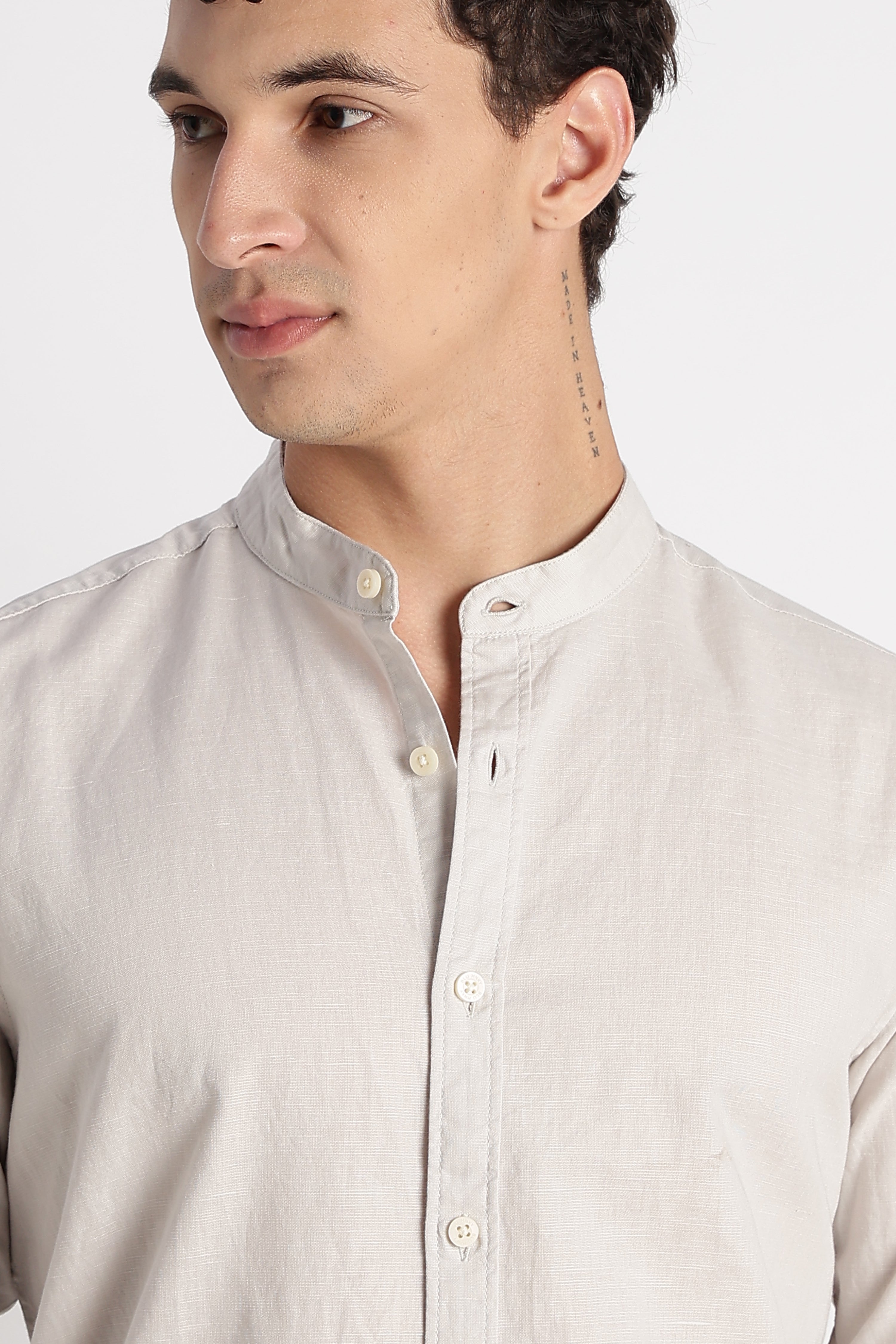 Men Cotton Linen Slim Fit Shirt