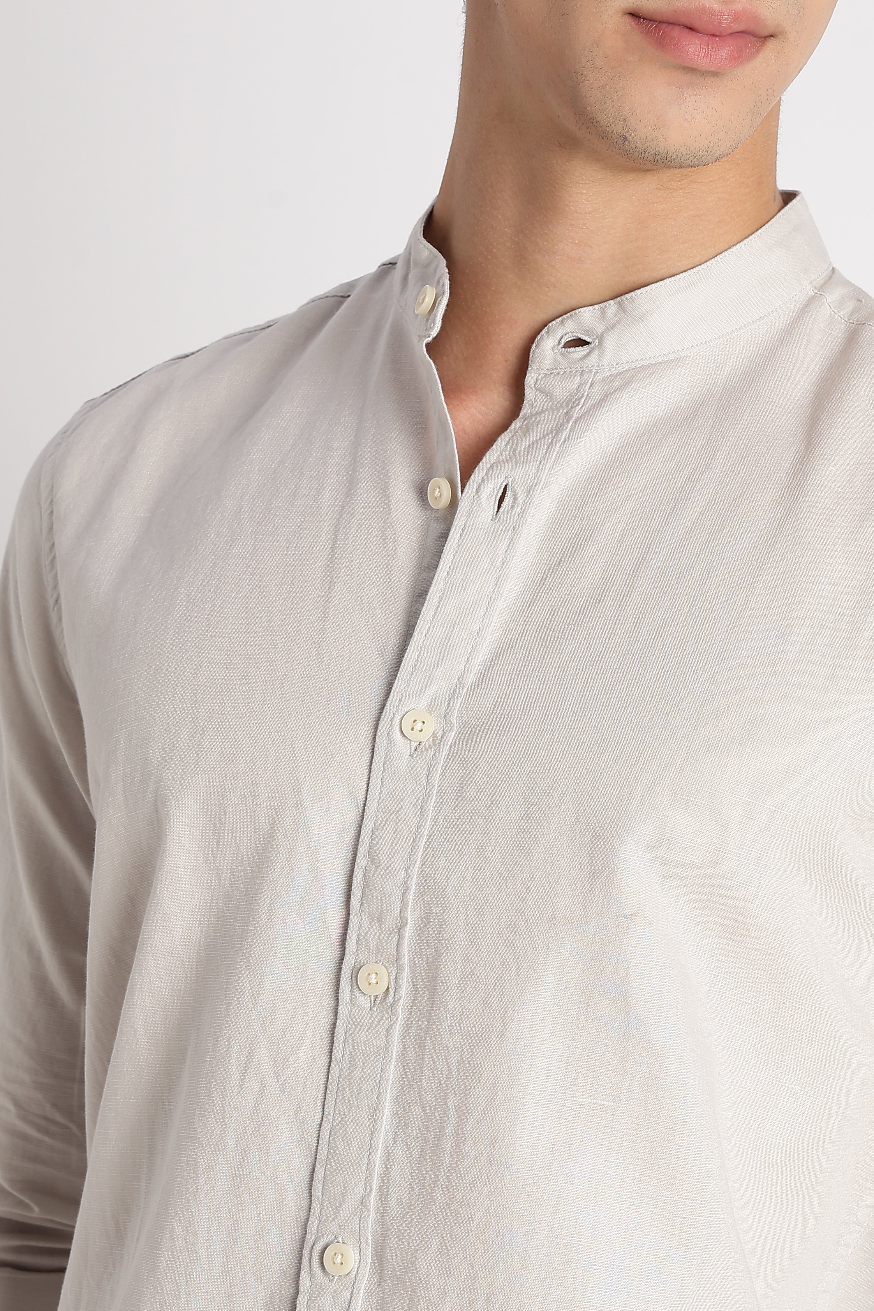 Men Cotton Linen Slim Fit Shirt