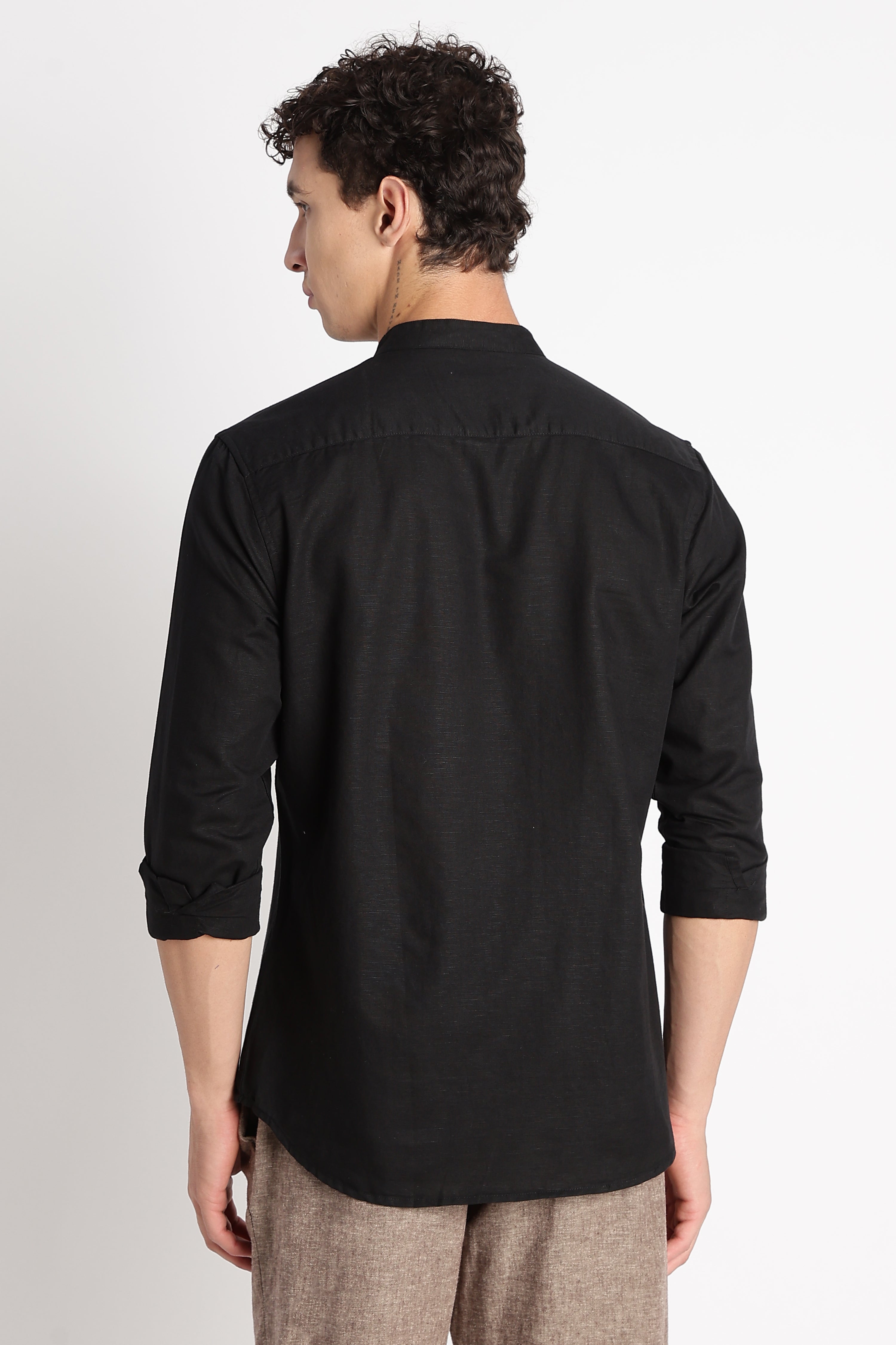 Men Cotton Linen Slim Fit Shirt