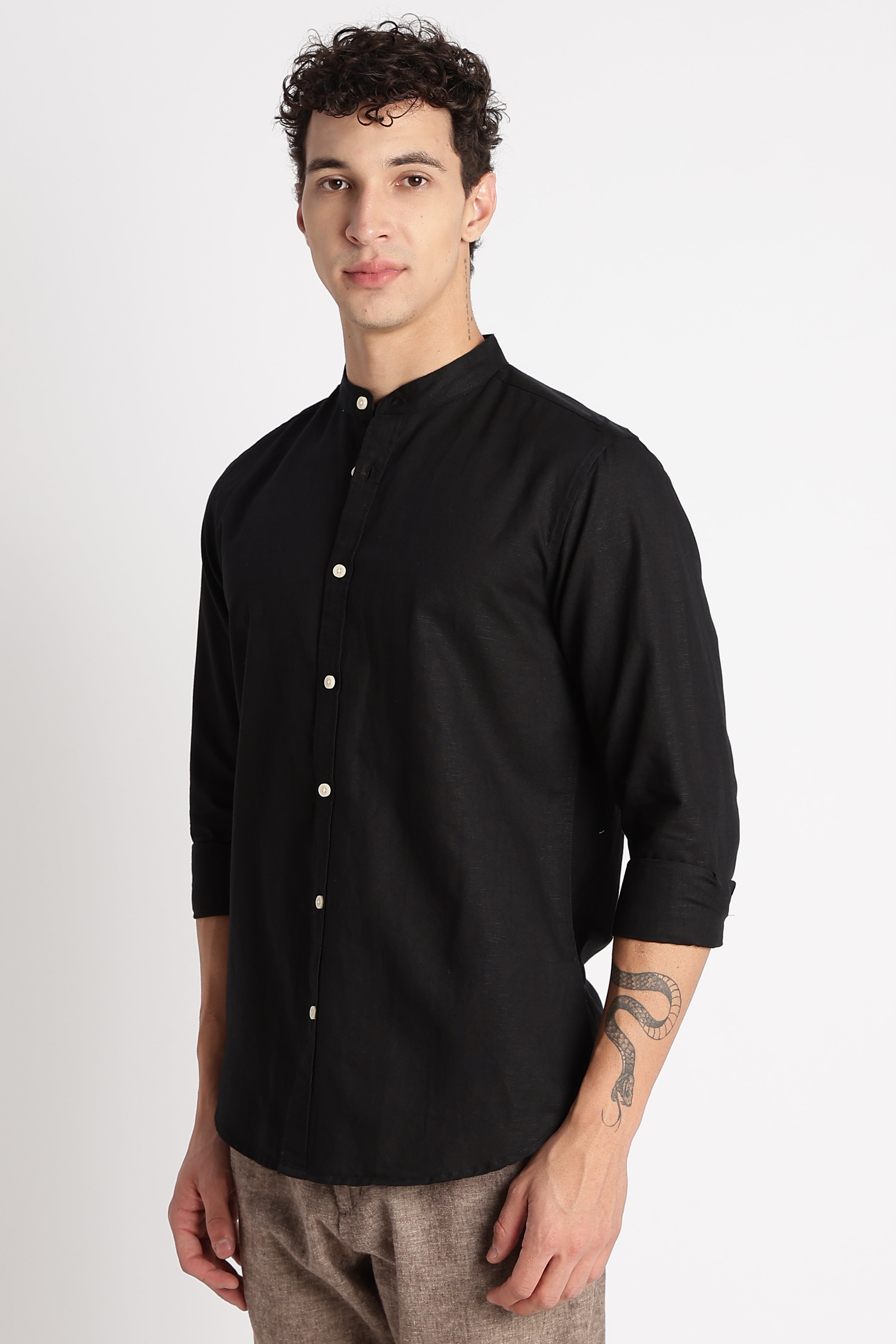 Men Cotton Linen Slim Fit Shirt